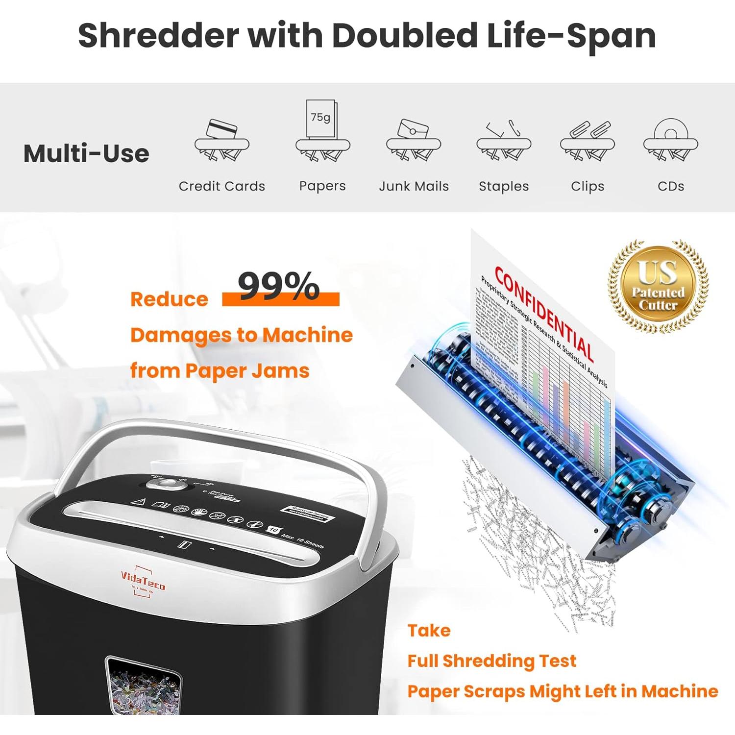 Destructora de papel VidaTeco OS-060-10C 10 hojas corte cruzado