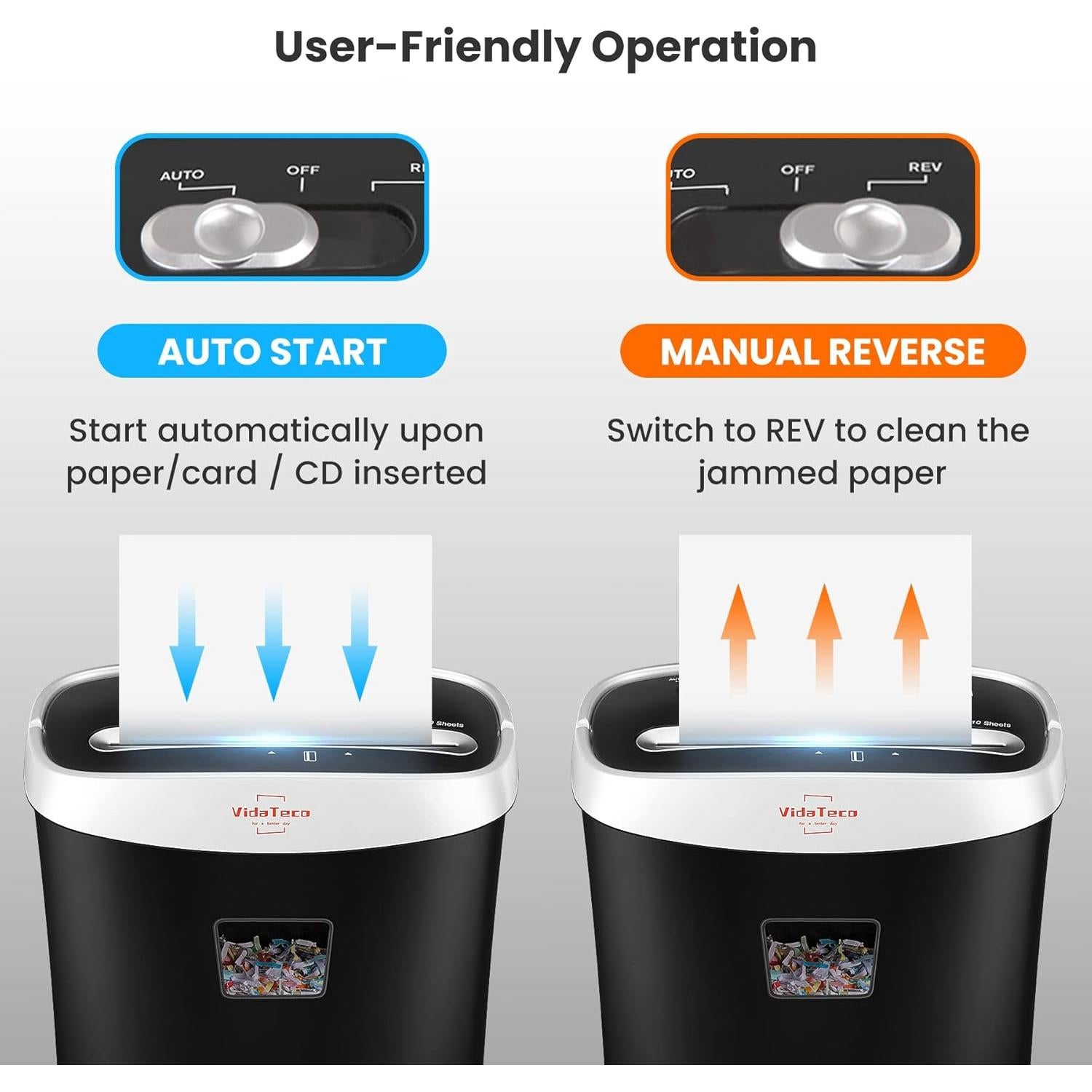 Destructora de papel VidaTeco OS-060-10C 10 hojas corte cruzado