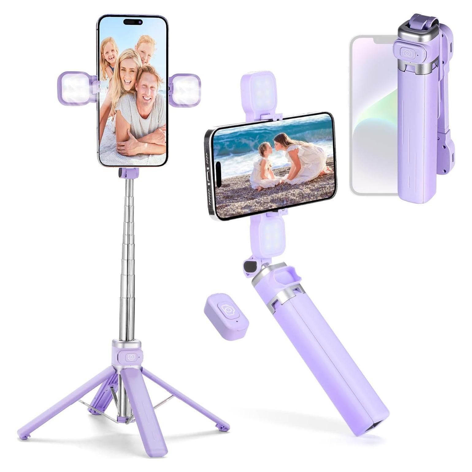 Mini trípode MQOUNY 15.75cm para iPhone y Android con luz