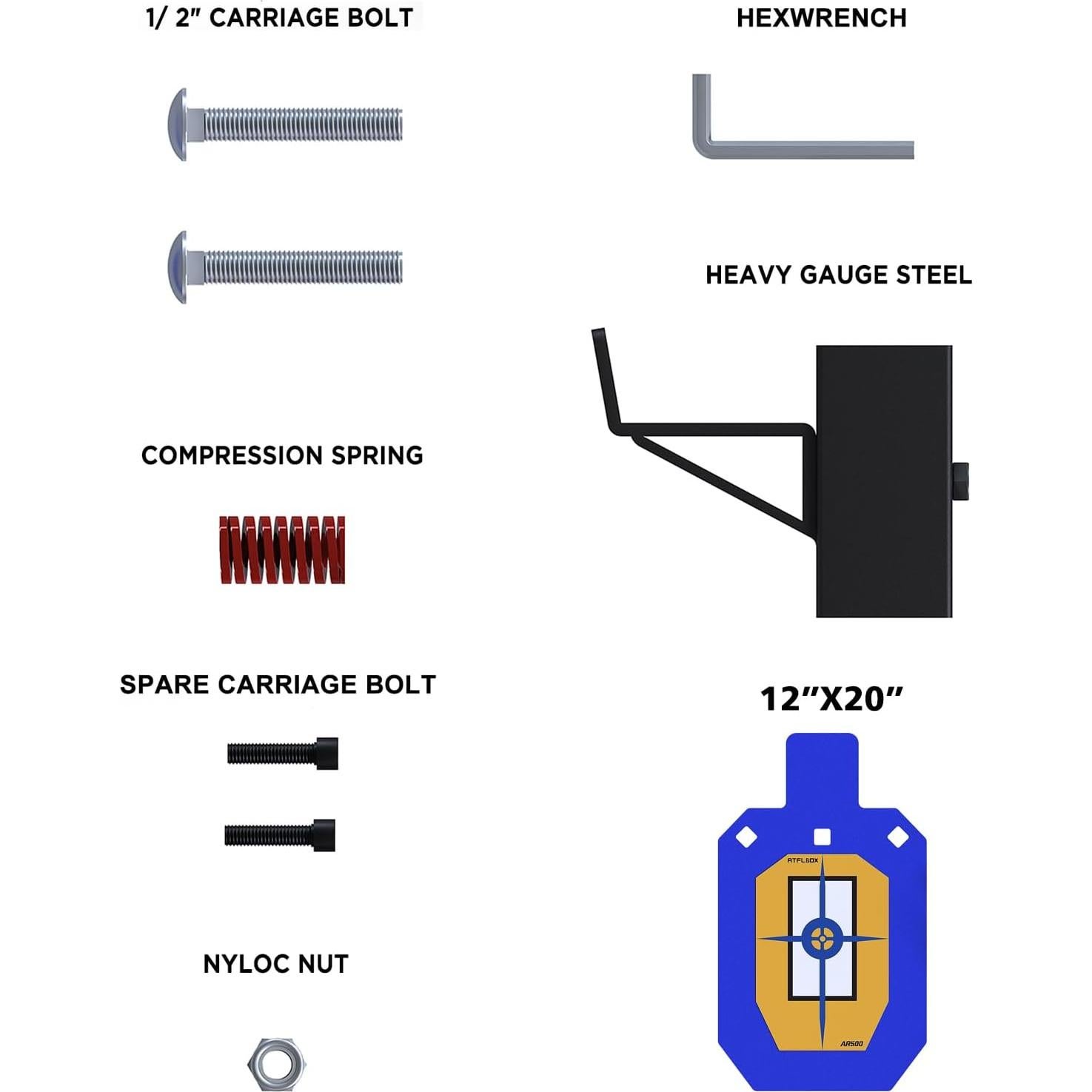 Blanco de Acero AR500 Atflbox 12x7" con Soporte en T