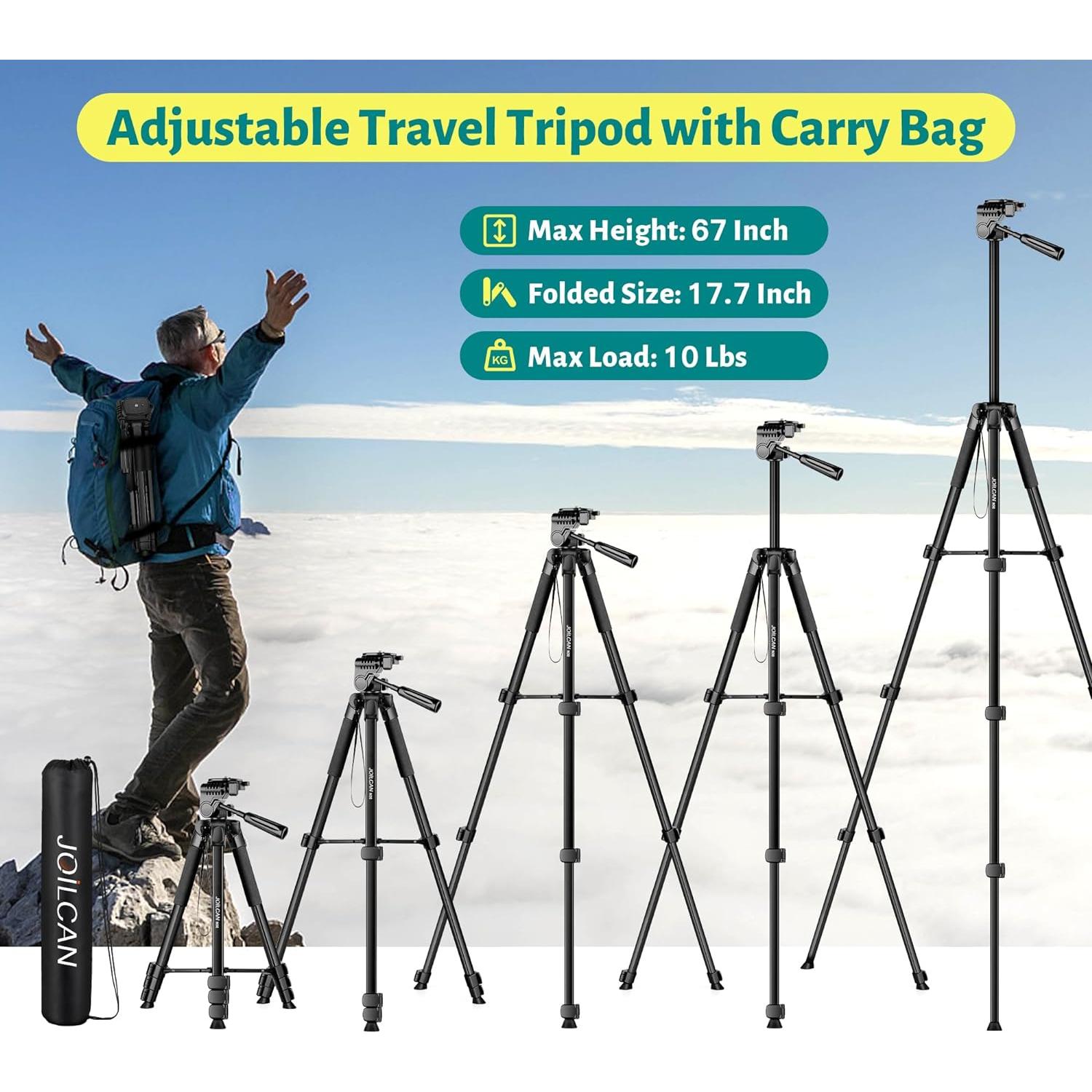 Trípode JOILCAN 170 cm con control remoto y bolsa