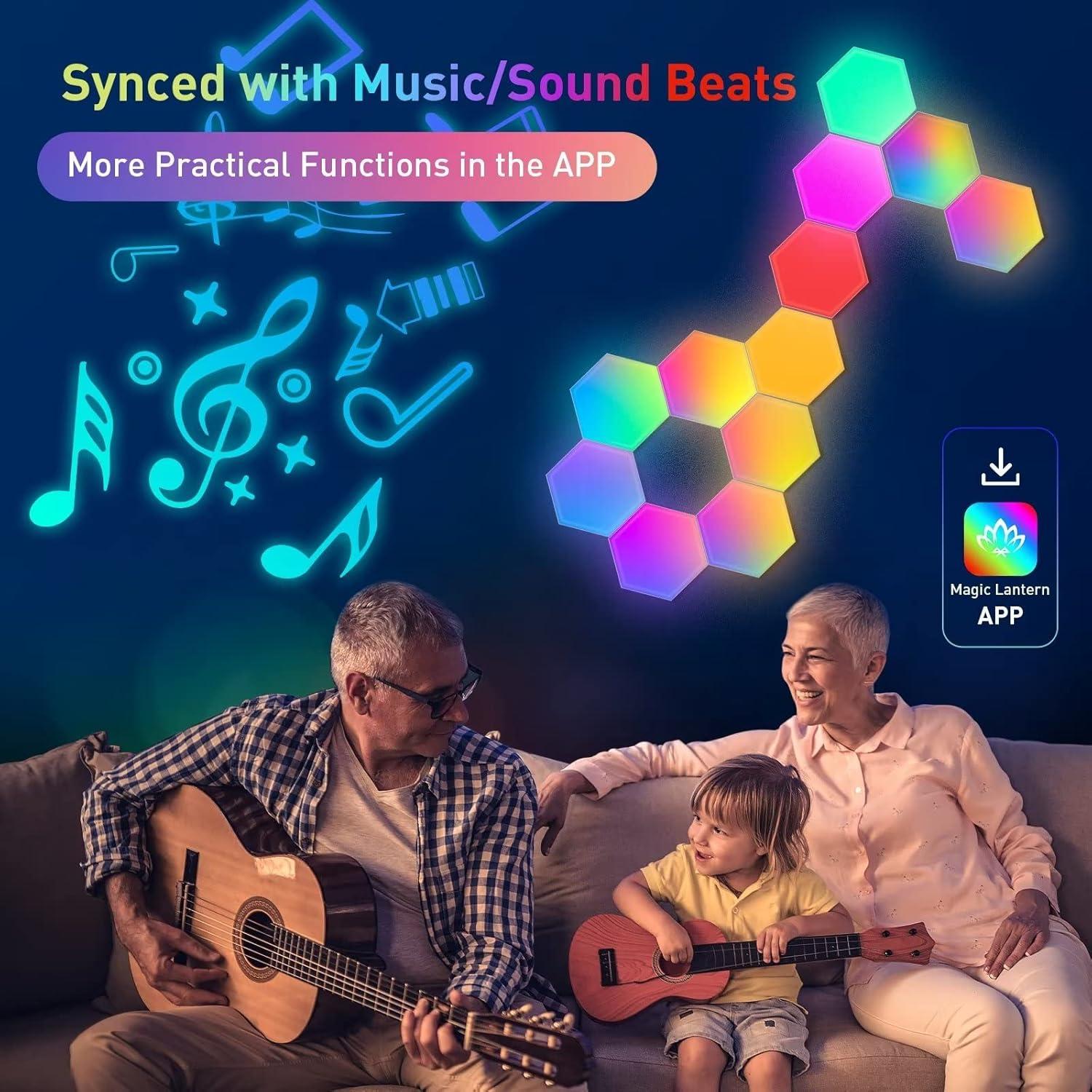 Luces Hexagonales TISOFU RGB - Paquete de 8 Paneles LED