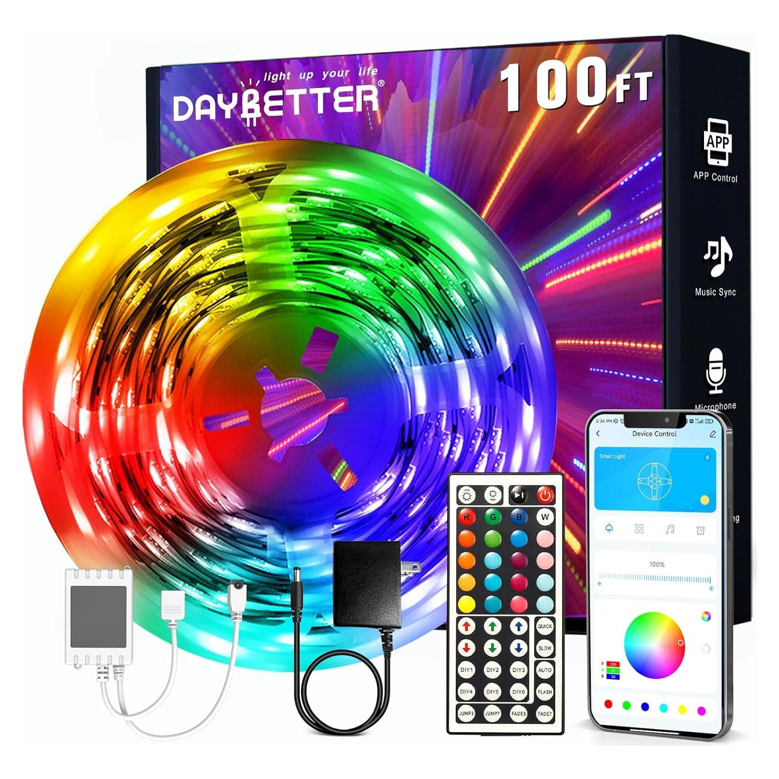 Tira LED DAYBETTER 30.48m RGB Control Remoto App Música