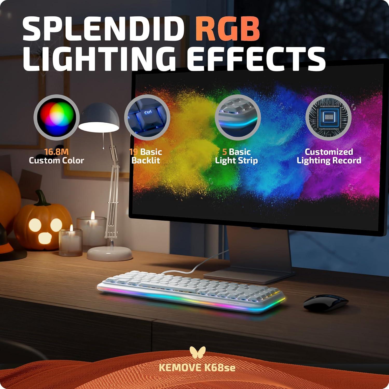 Teclado Mecánico KEMOVE K68se RGB 60% Interruptor Rojo