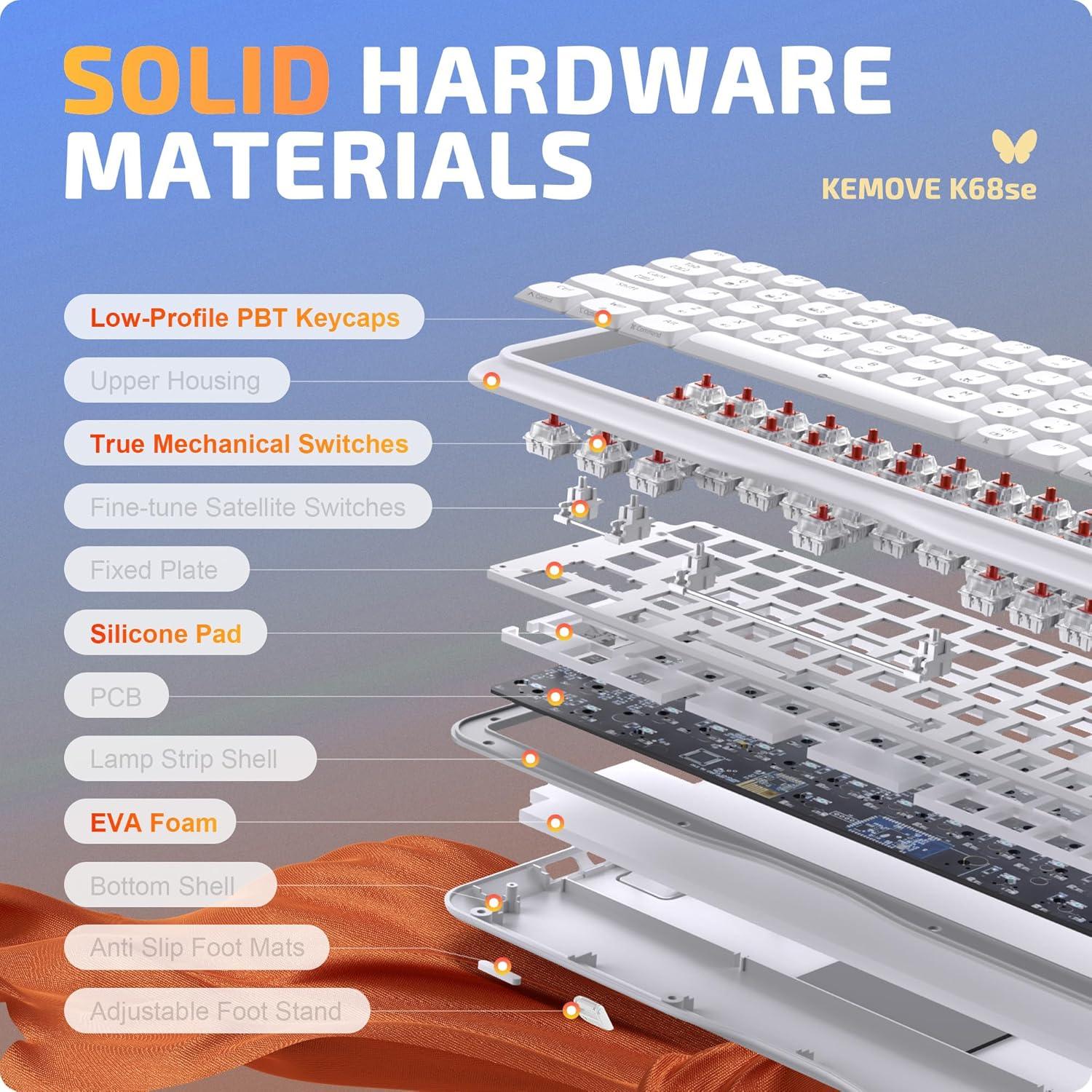 Teclado Mecánico KEMOVE K68se RGB 60% Interruptor Rojo
