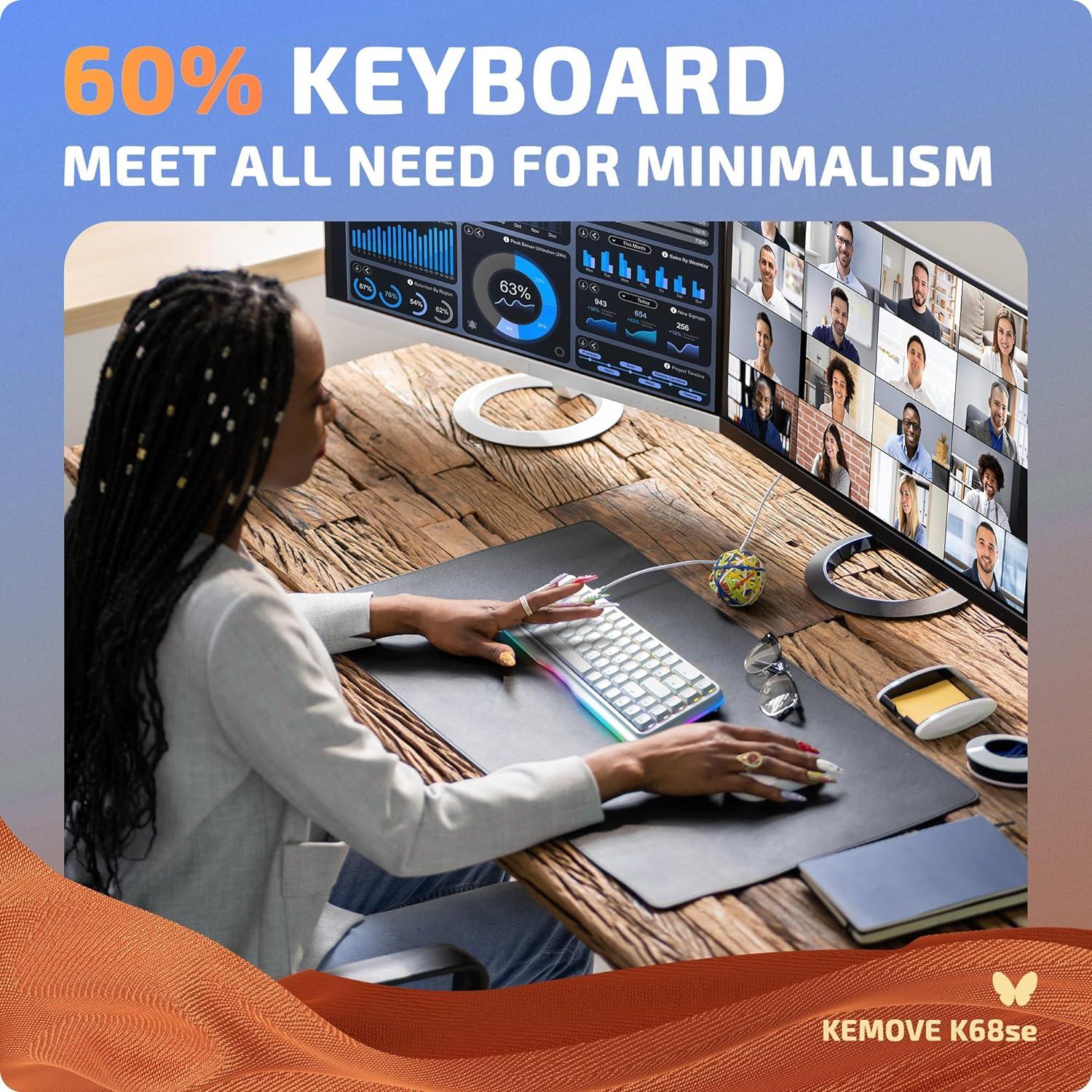 Teclado Mecánico KEMOVE K68se RGB 60% Interruptor Rojo