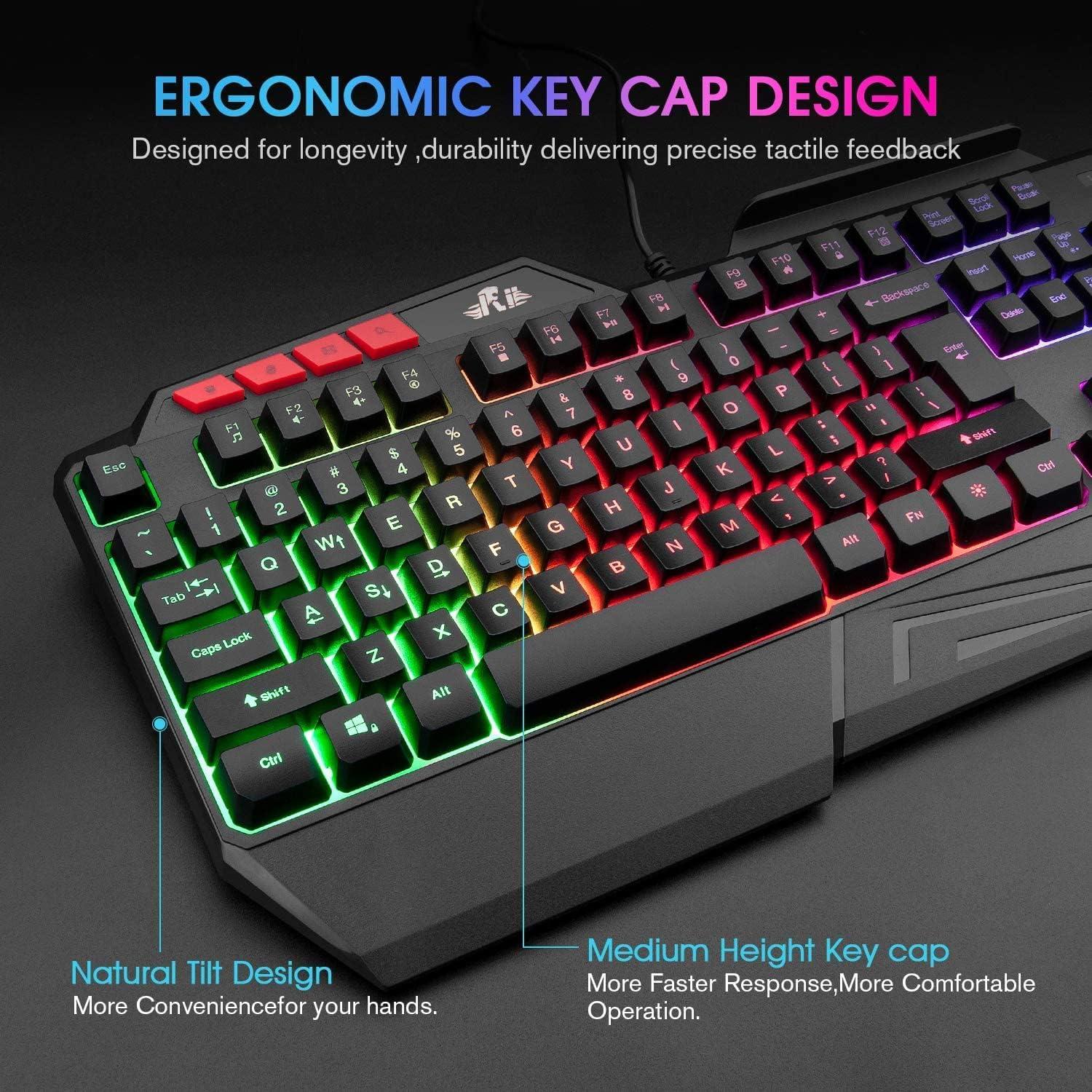 Teclado Gaming Rii RK202 USB RGB Retroiluminado con Reposamuñecas