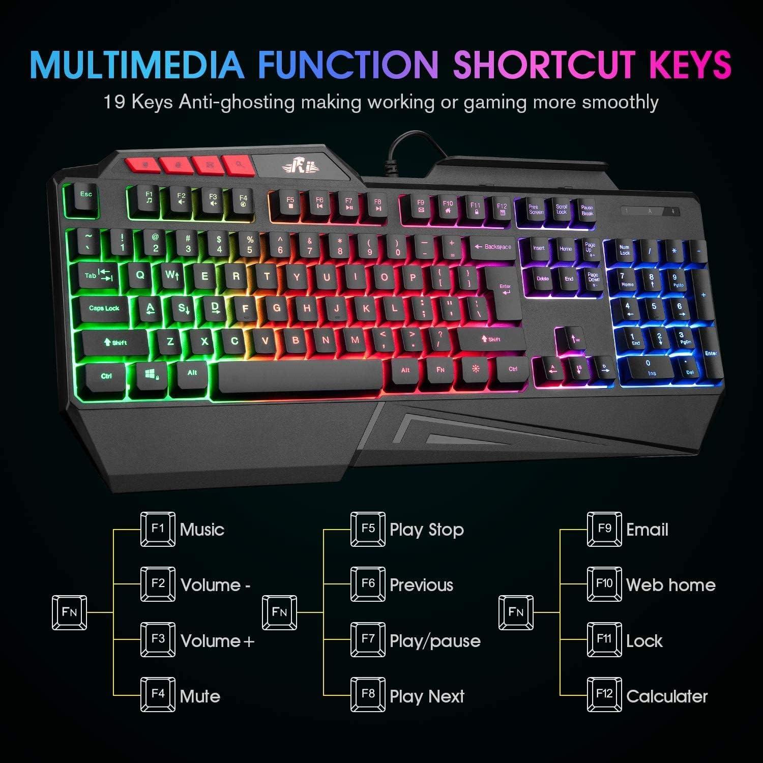 Teclado Gaming Rii RK202 USB RGB Retroiluminado con Reposamuñecas