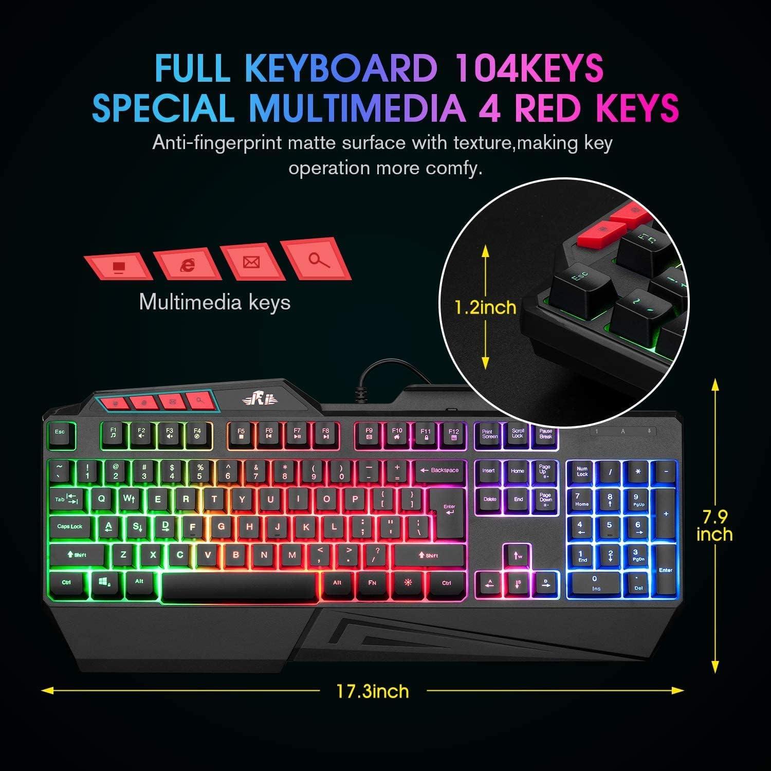 Teclado Gaming Rii RK202 USB RGB Retroiluminado con Reposamuñecas
