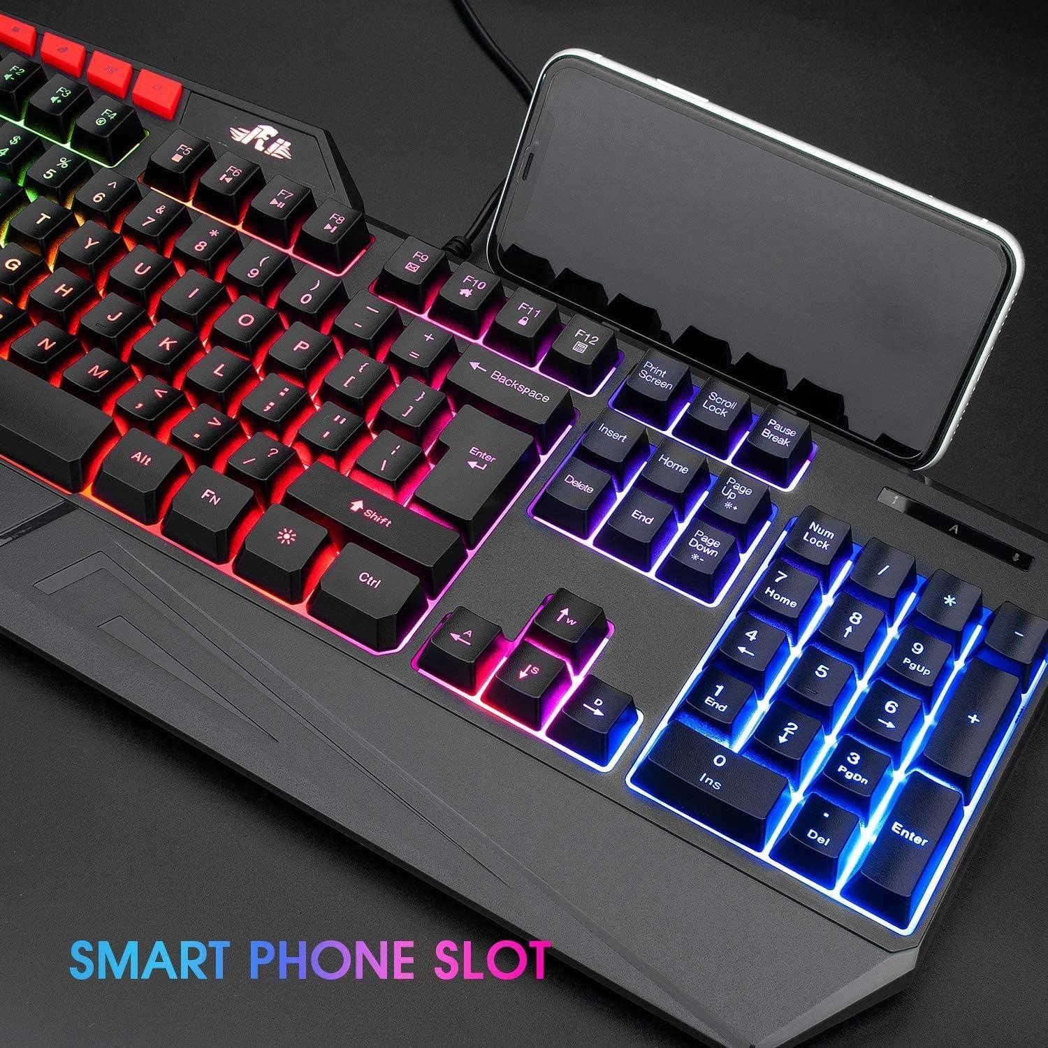 Teclado Gaming Rii RK202 USB RGB Retroiluminado con Reposamuñecas