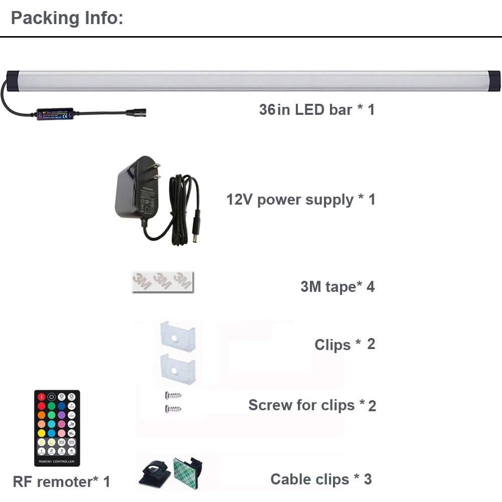 Barra de Luz LED RGB LAIFUNI 91.44cm Regulable con Control Remoto