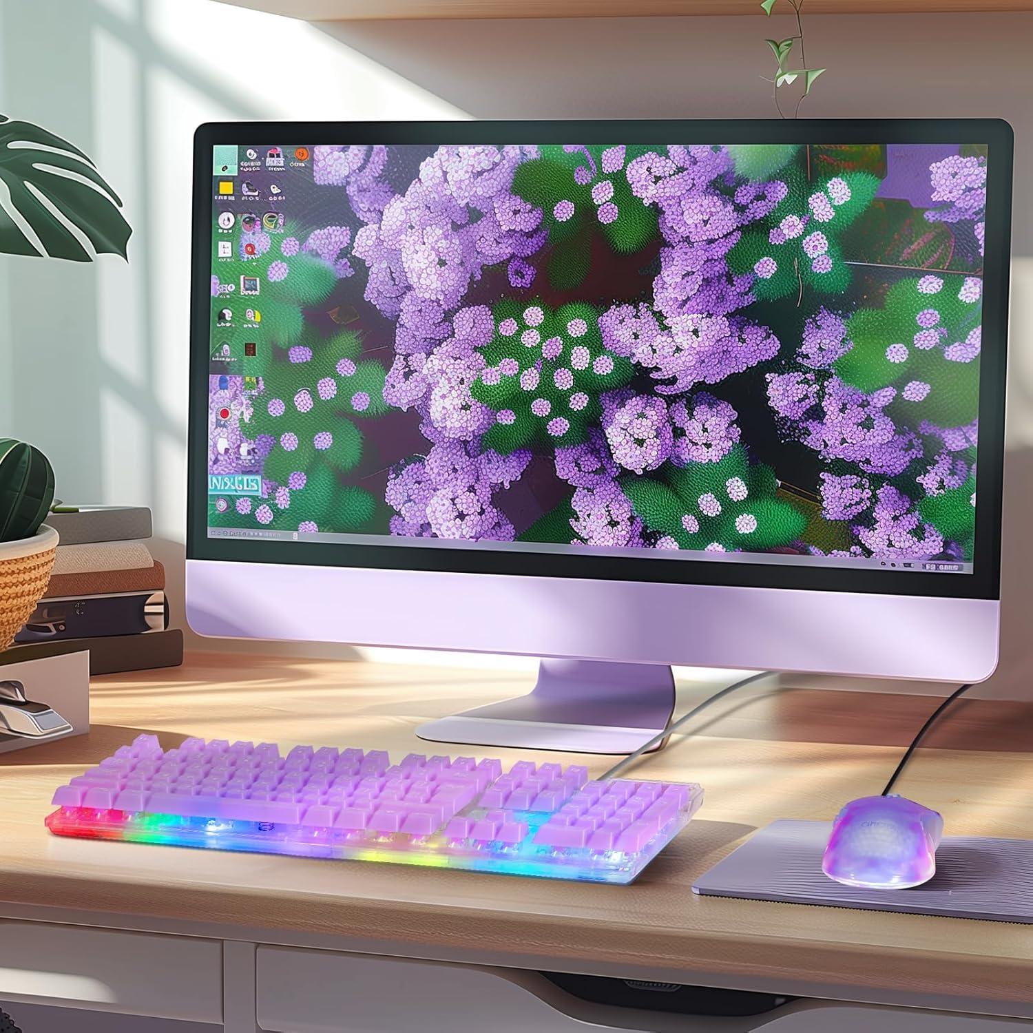 CHONCHOW Combo Teclado y Ratón Gaming RGB USB Claro