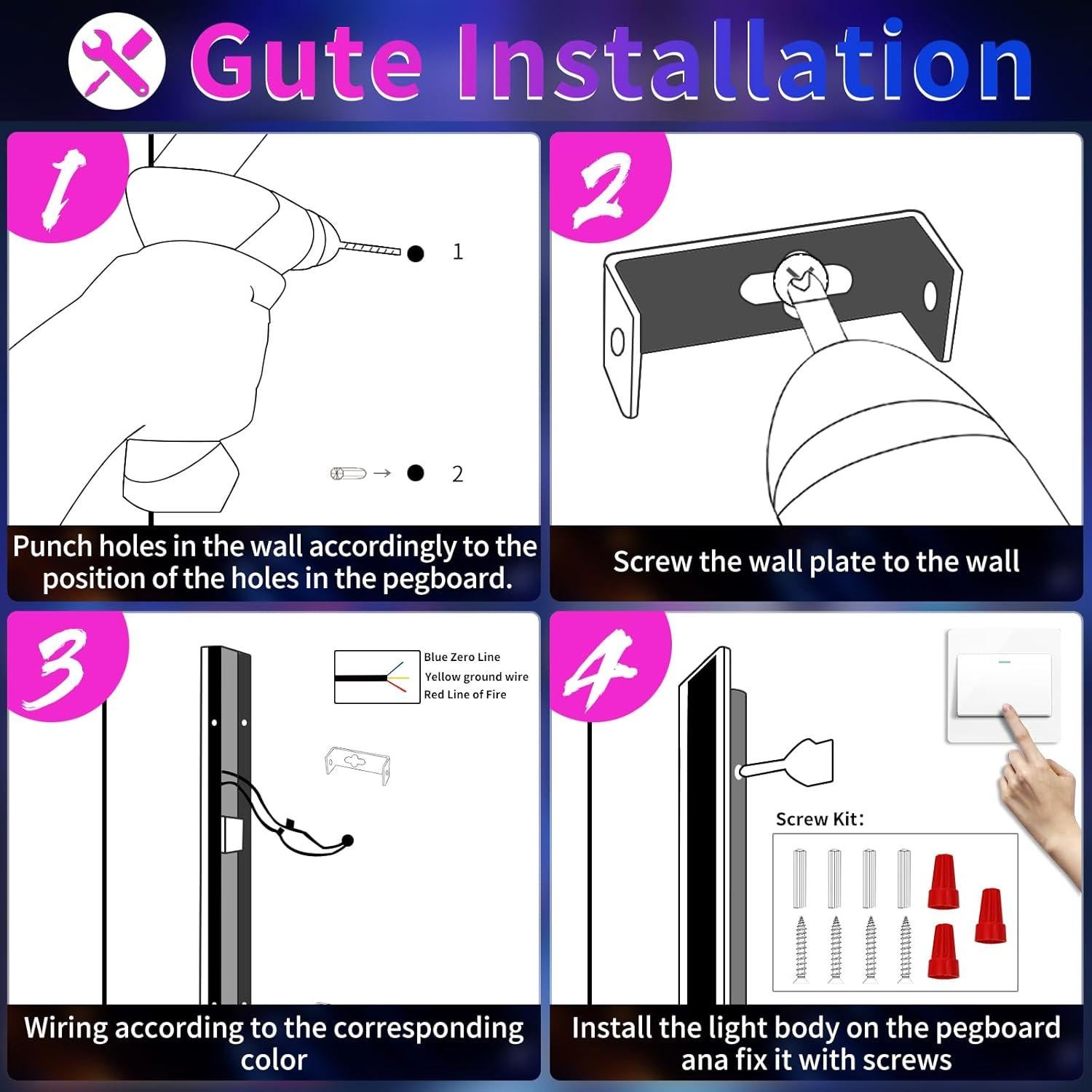 Luz de Pared LED RGB Daoseolo 80 cm Impermeable IP65