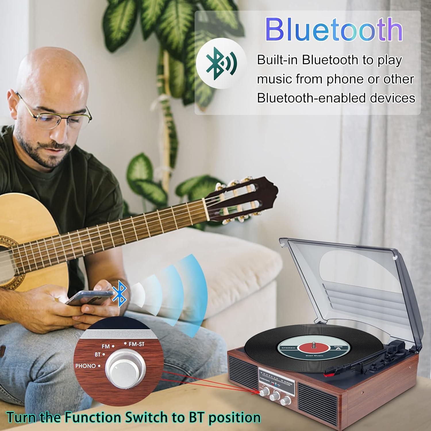 Reproductor de Vinilo Bluetooth LUXSWAY DY-138BT 3 Velocidades