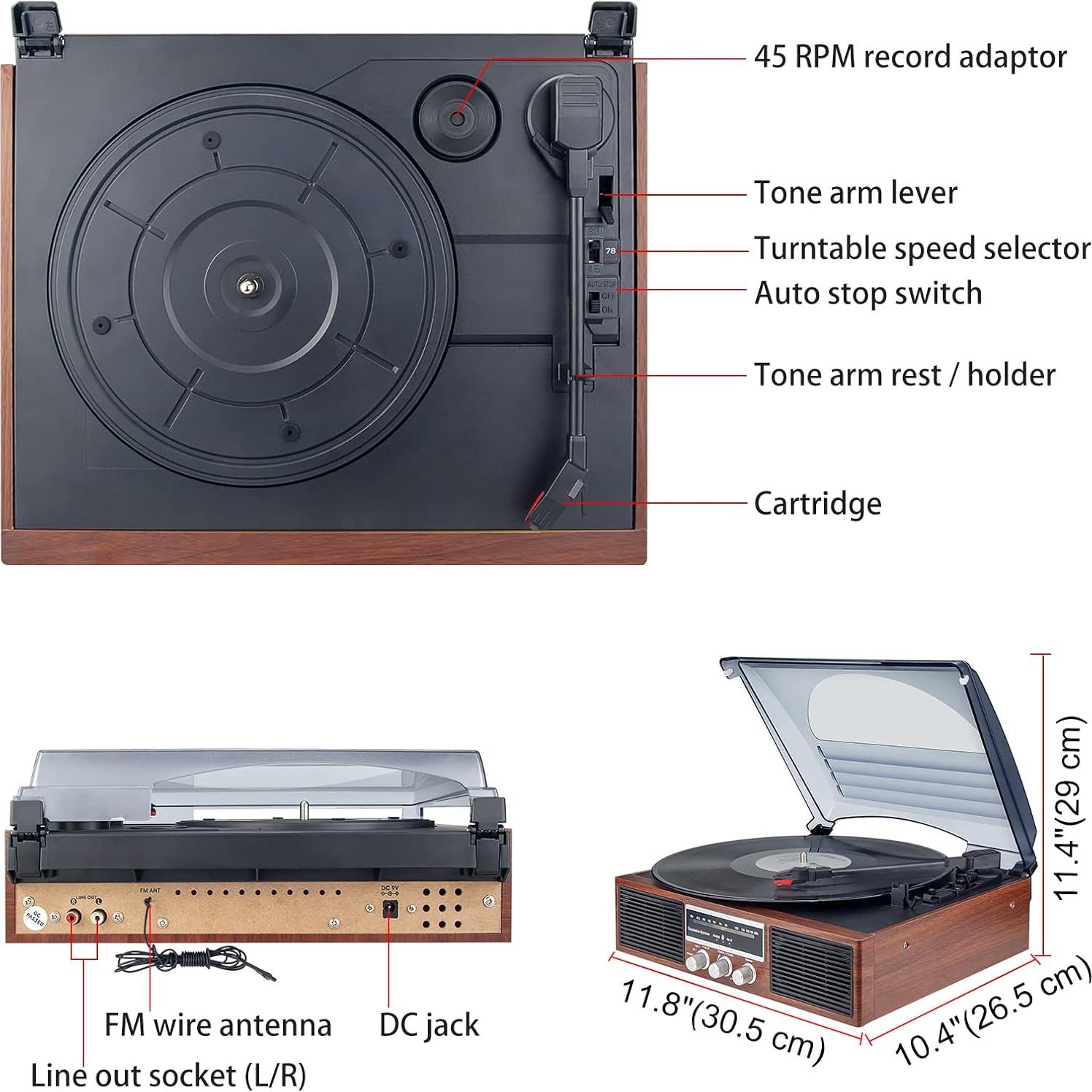 Reproductor de Vinilo Bluetooth LUXSWAY DY-138BT 3 Velocidades