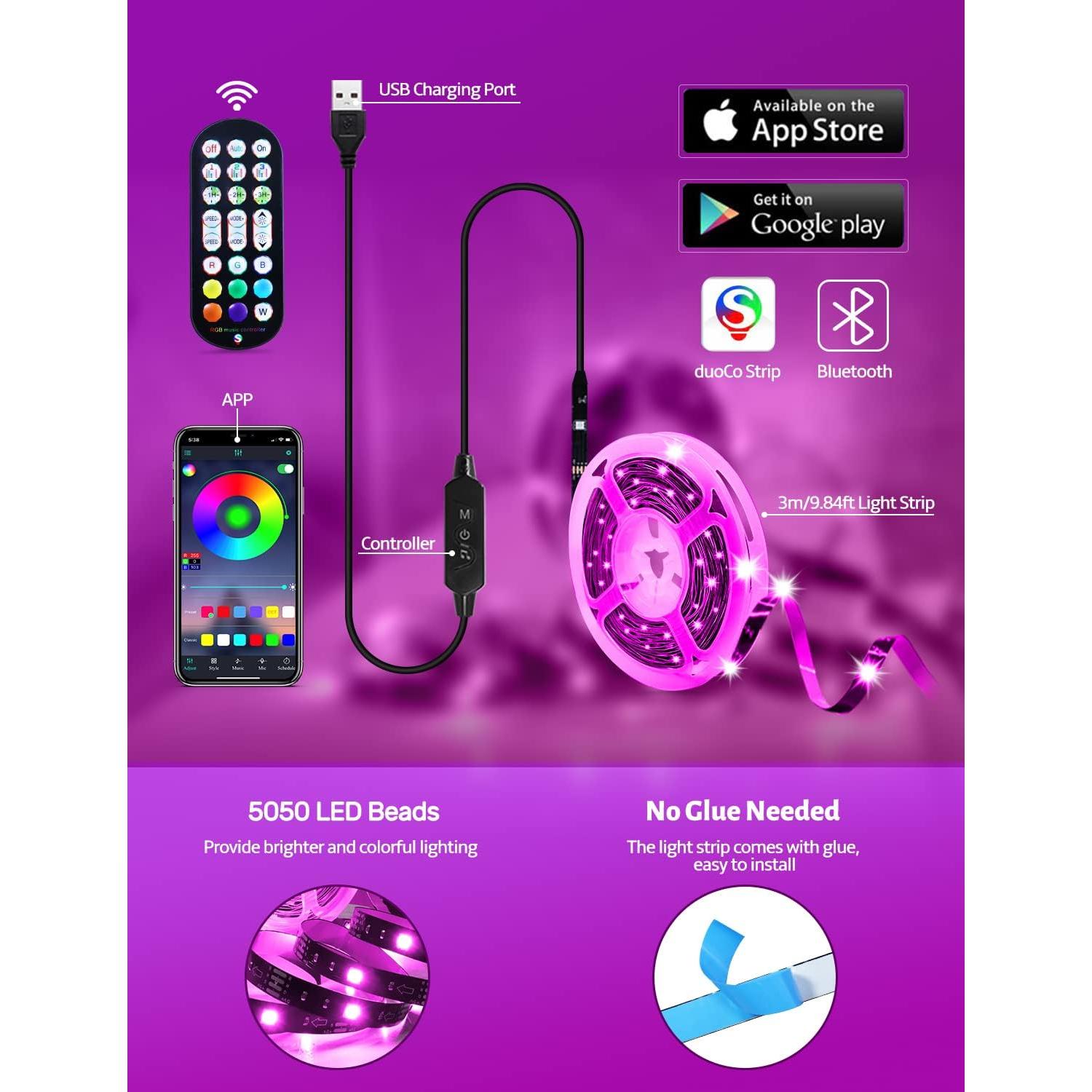 Tira de luces LED RGB MATICOD 3m USB para TV 32-43"