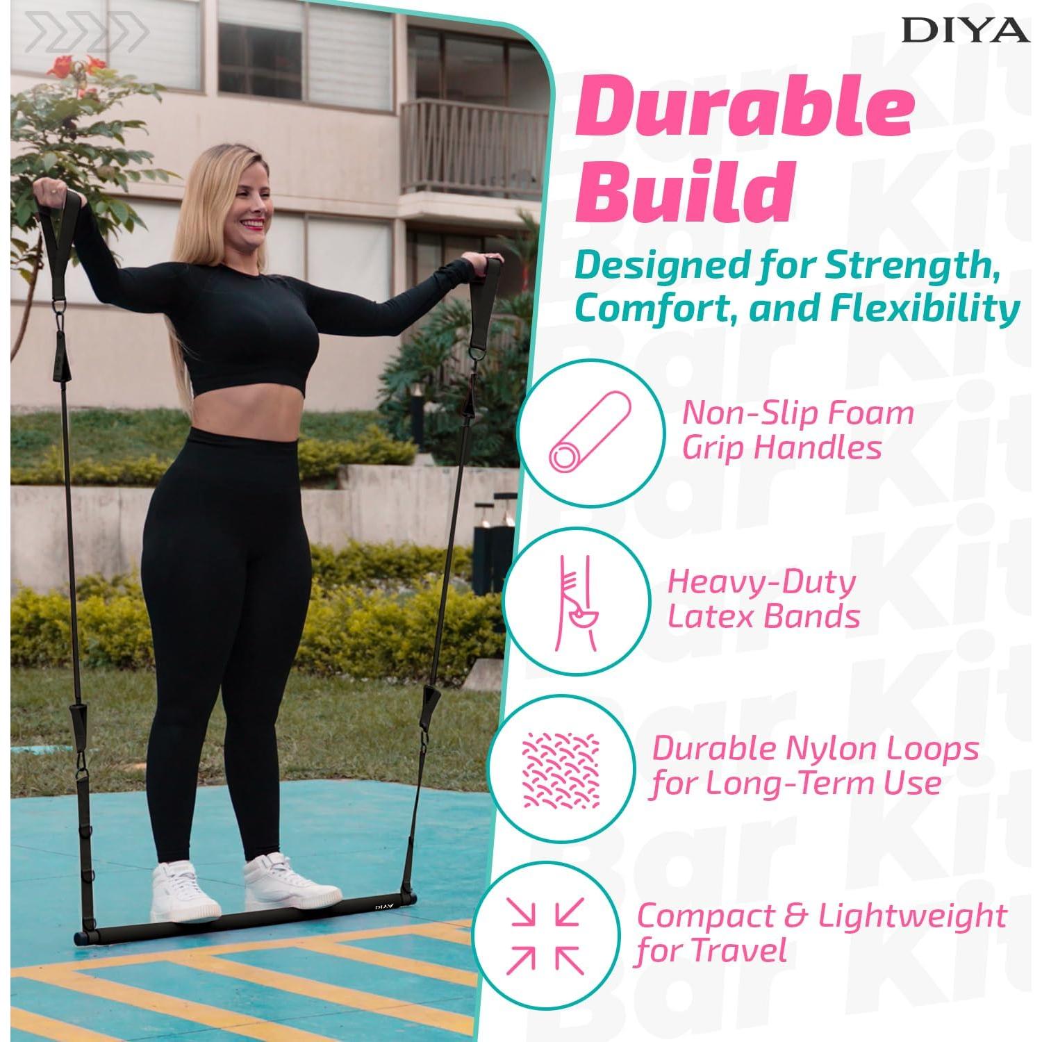 Kit de Bar Pilates DIYA con Bandas de Resistencia 140 lbs