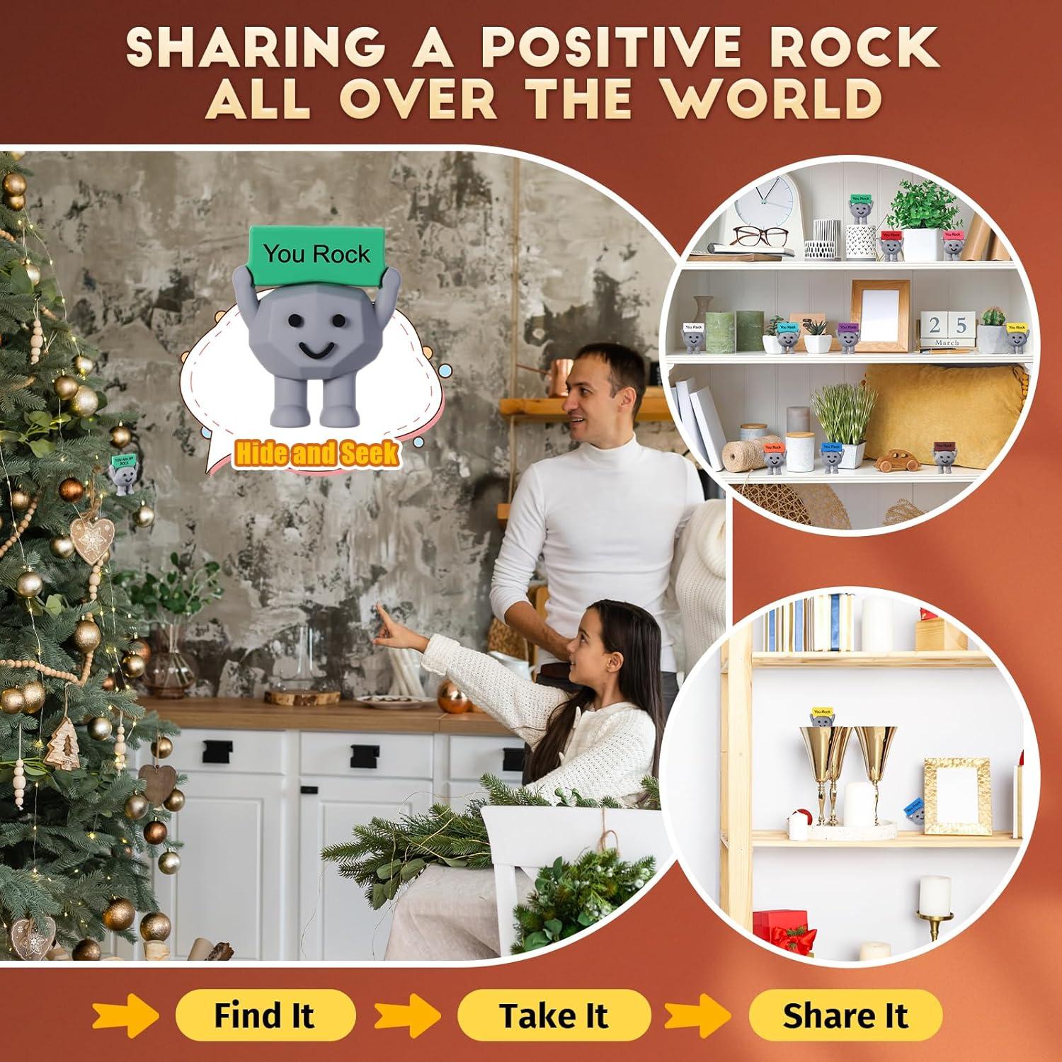 Gejoy 10 Mini Juguetes de Piedra Motivacionales de Goma