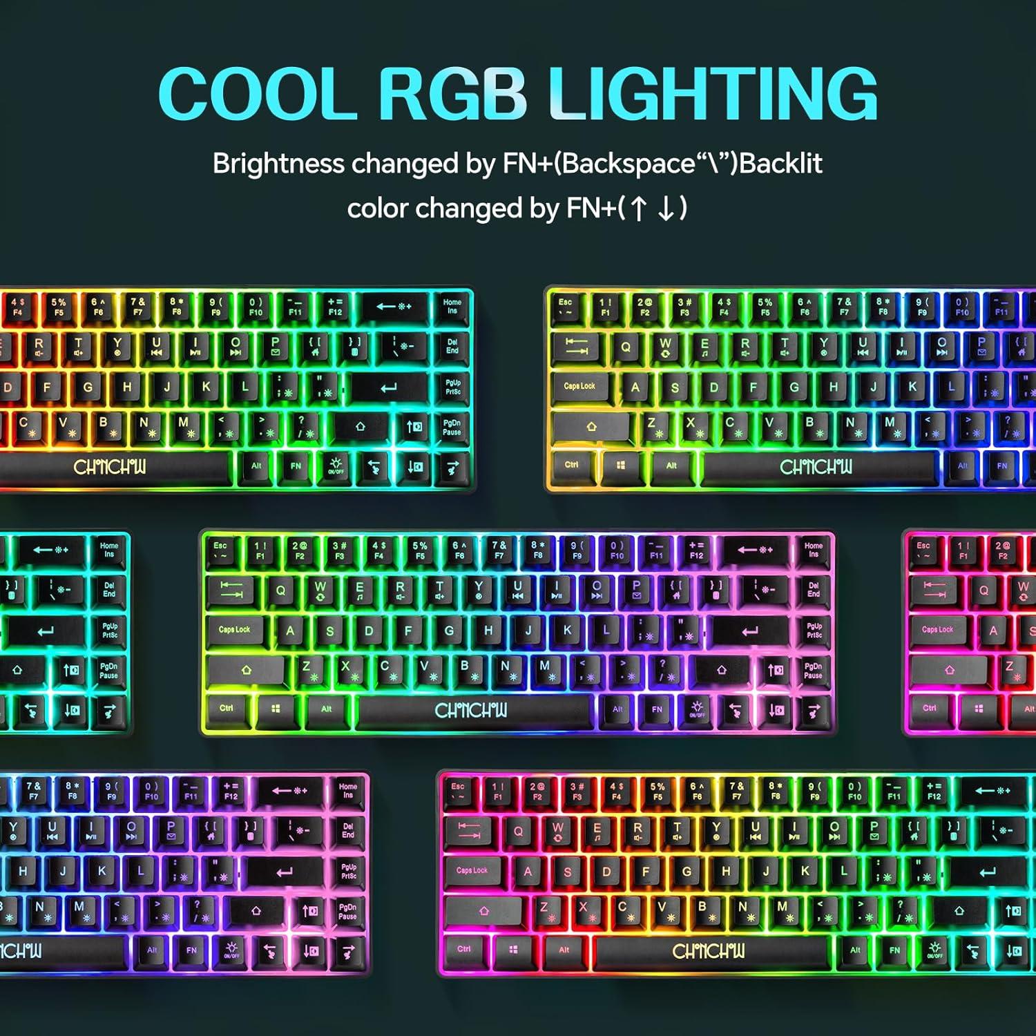 Teclado Gaming CHONCHOW RGB 60% 68 Teclas Compacto USB-C