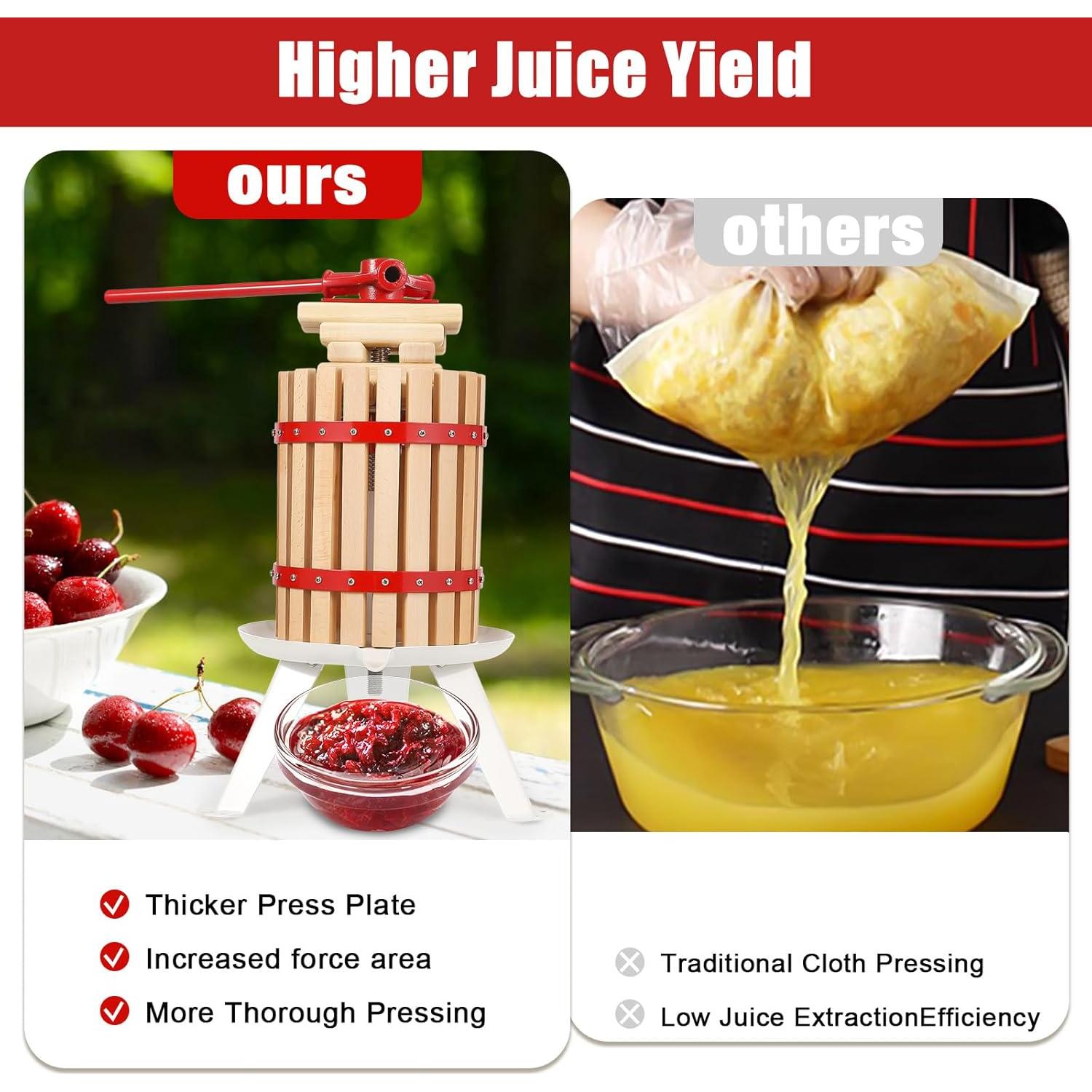 Prensa de Vino Manual PioneerWorks 1.6 Gal de Madera y Acero