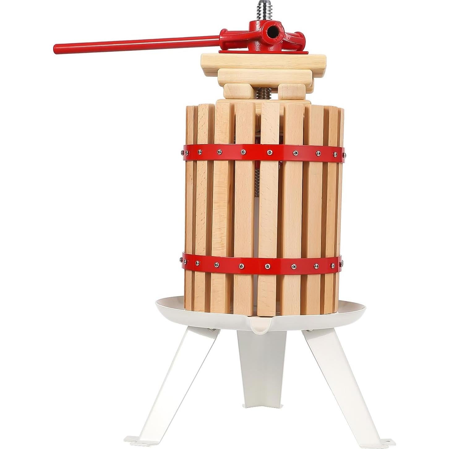 Prensa de Vino Manual PioneerWorks 1.6 Gal de Madera y Acero