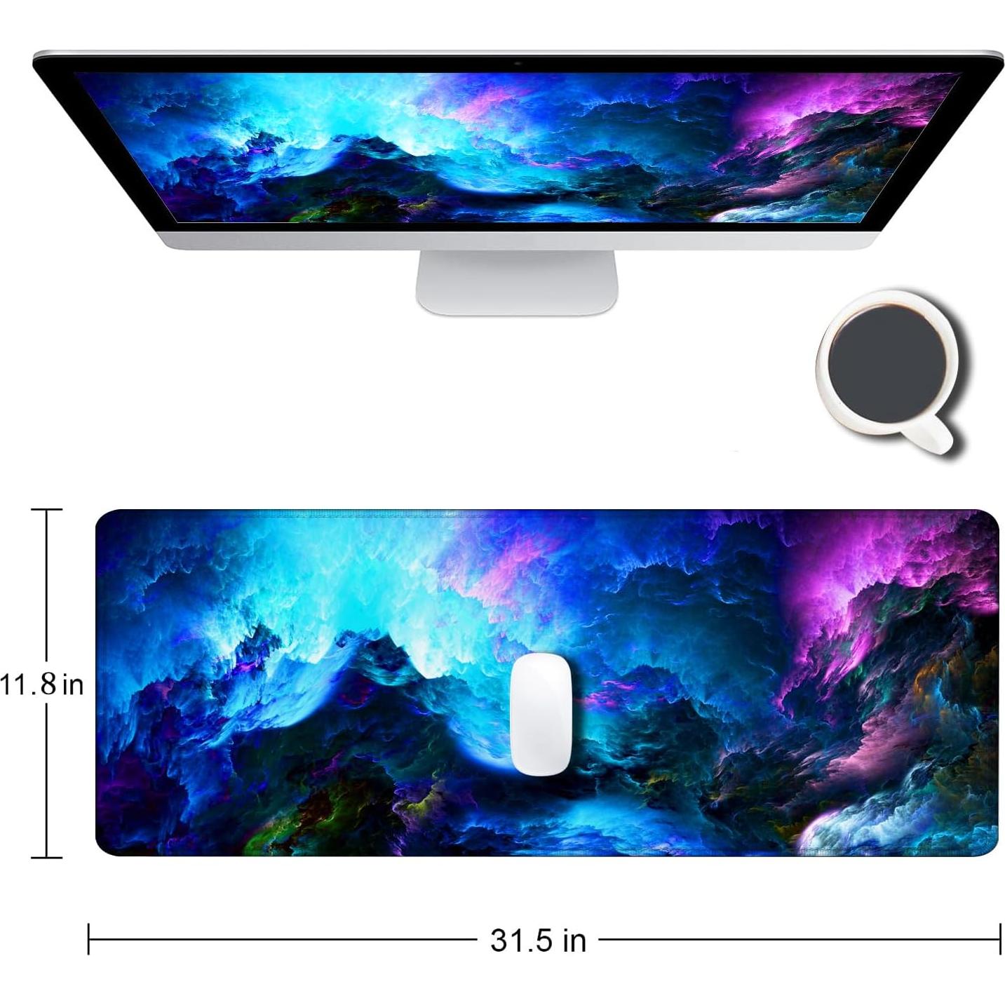 Alfombrilla de Ratón XXL SANWUMIAN Galaxia 80x30cm Antideslizante