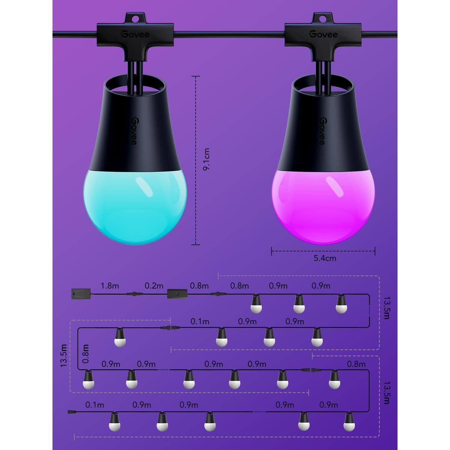 Luces de Cadena Inteligentes Govee 43.59m LED Regulables