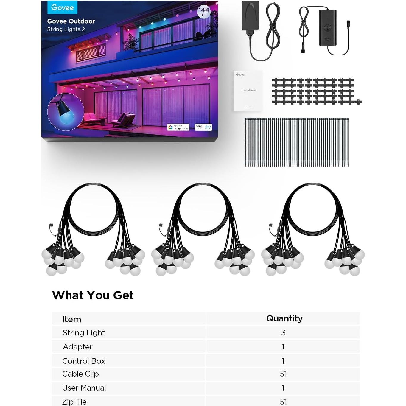Luces de Cadena Inteligentes Govee 43.59m LED Regulables
