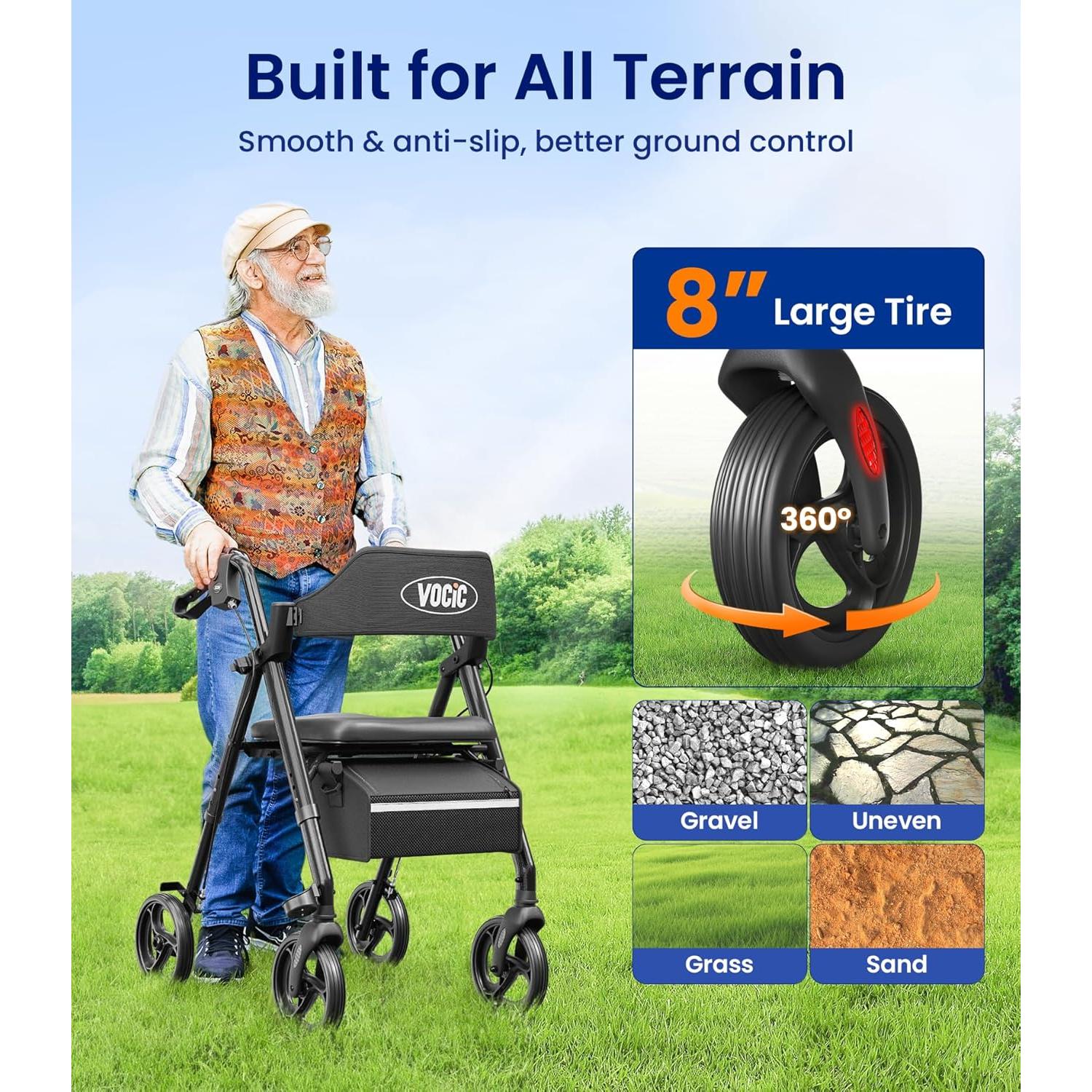 Caminador VOCIC Z21 para adultos mayores con asiento 158.8kg