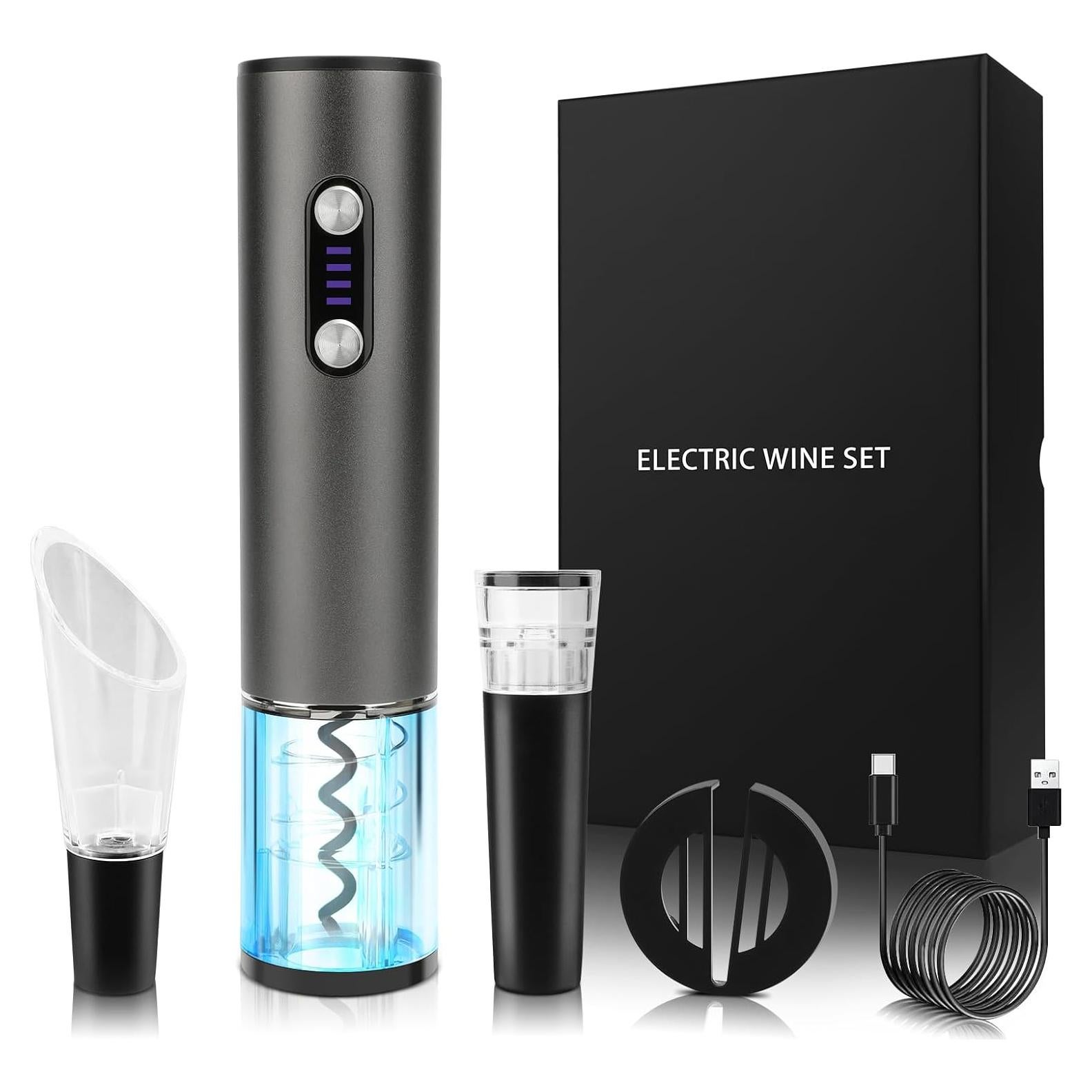 Abridor de Vino Eléctrico SCSXGO con Aerador y Tapón