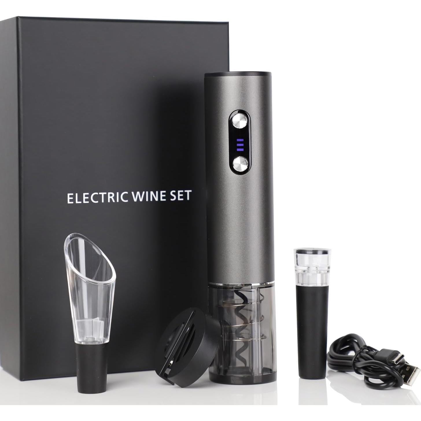 Abridor de Vino Eléctrico SCSXGO con Aerador y Tapón
