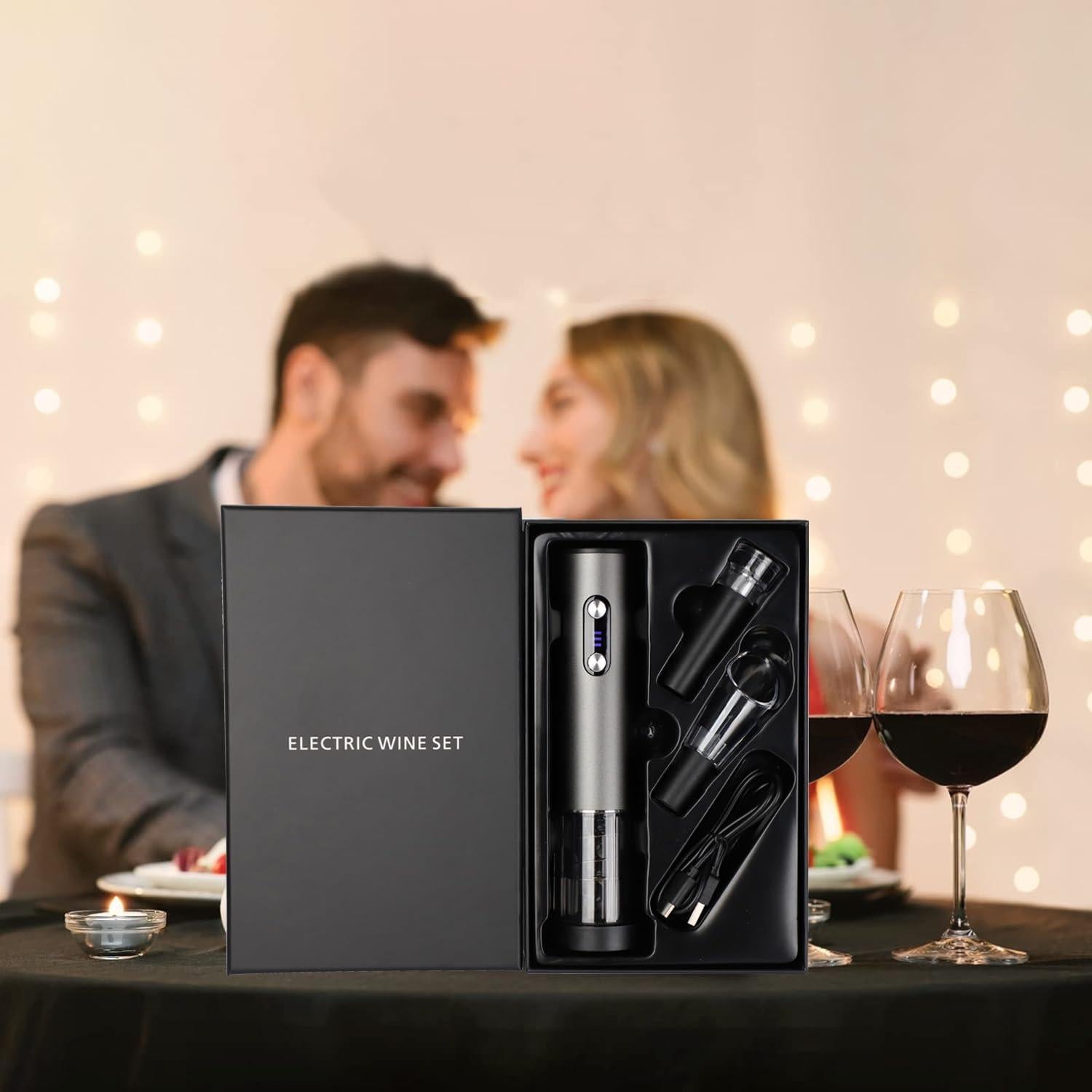 Abridor de Vino Eléctrico SCSXGO con Aerador y Tapón