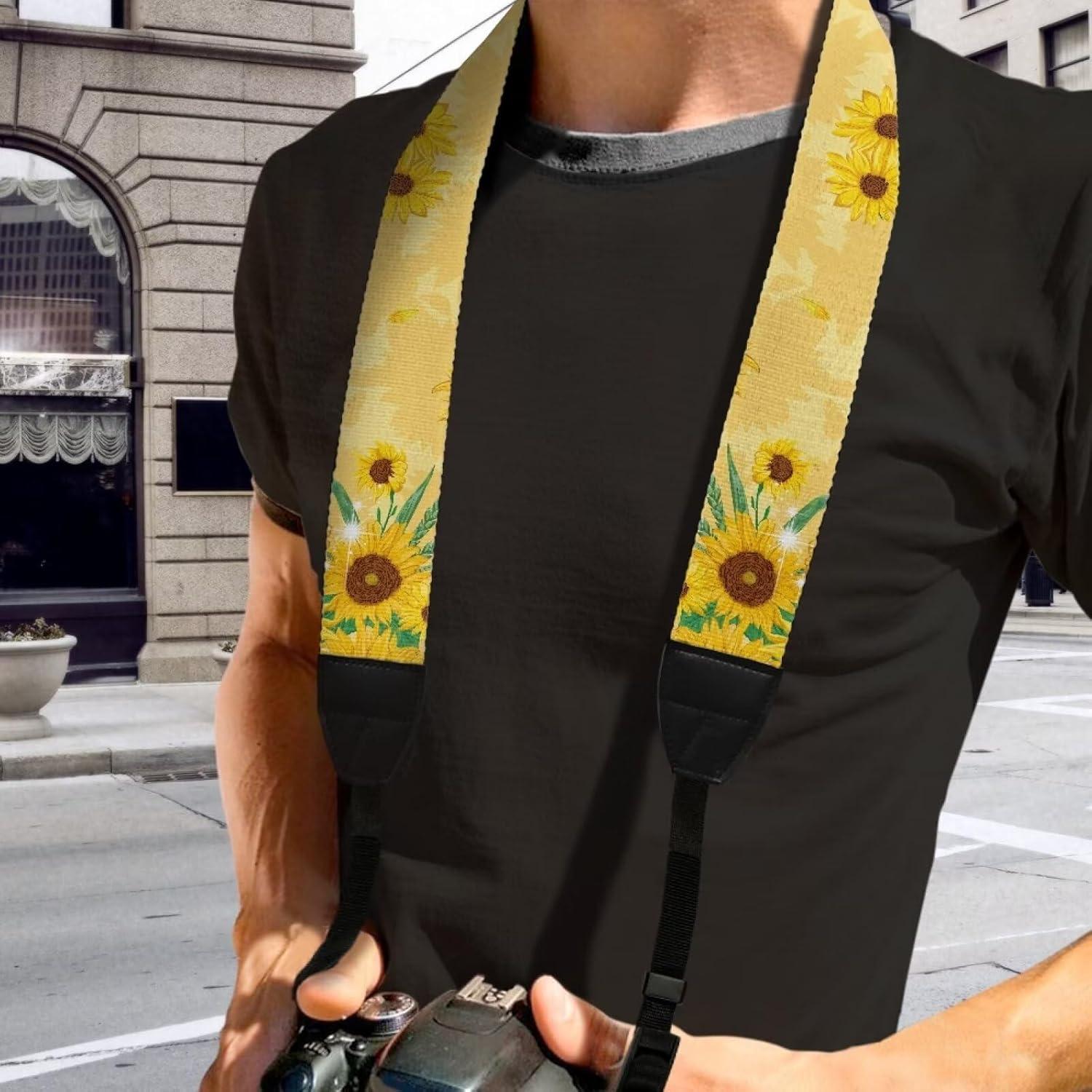 Correa de cámara GLENLCWE ajustable 5 cm unisex Girasol