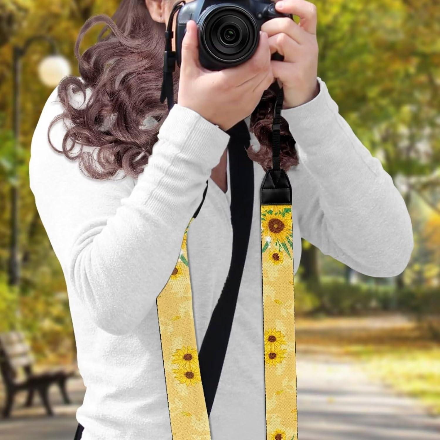 Correa de cámara GLENLCWE ajustable 5 cm unisex Girasol