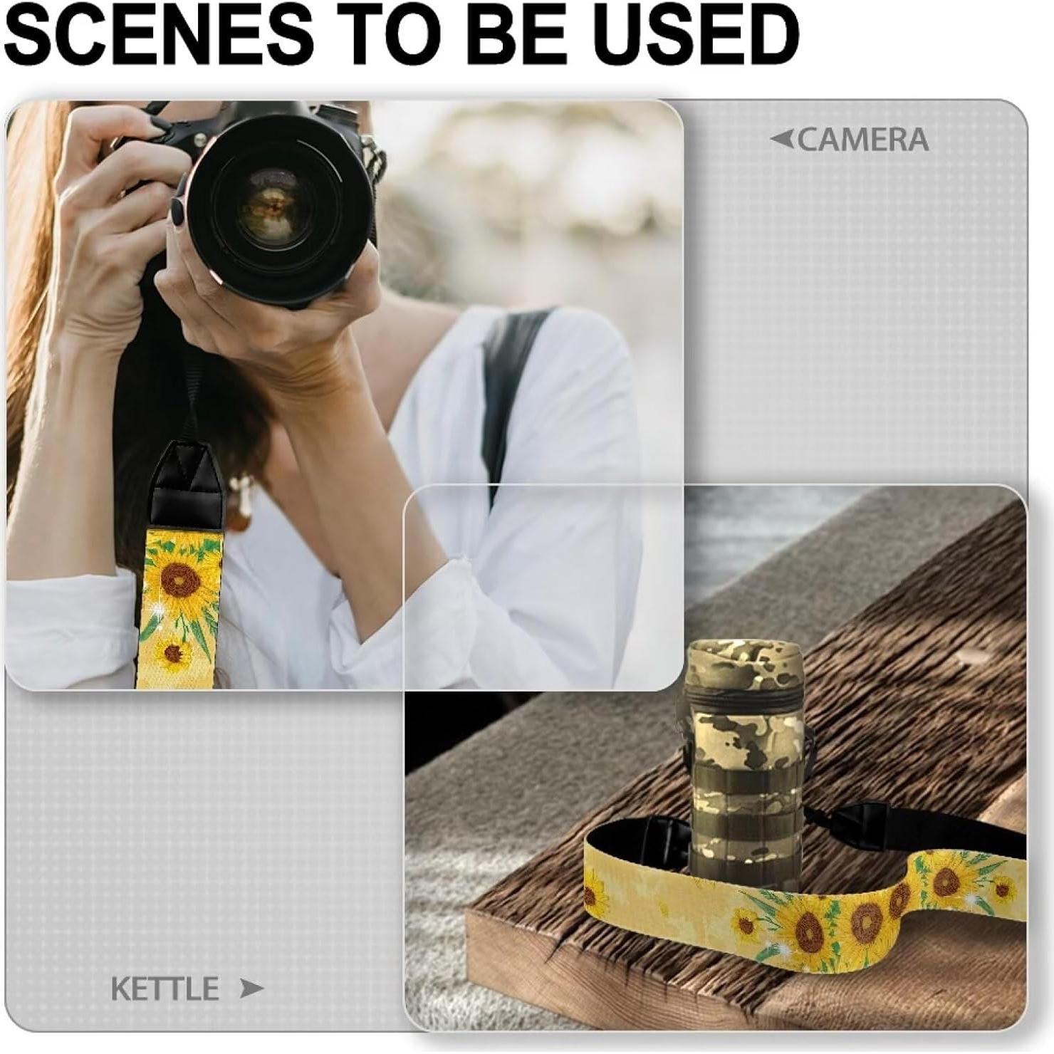 Correa de cámara GLENLCWE ajustable 5 cm unisex Girasol