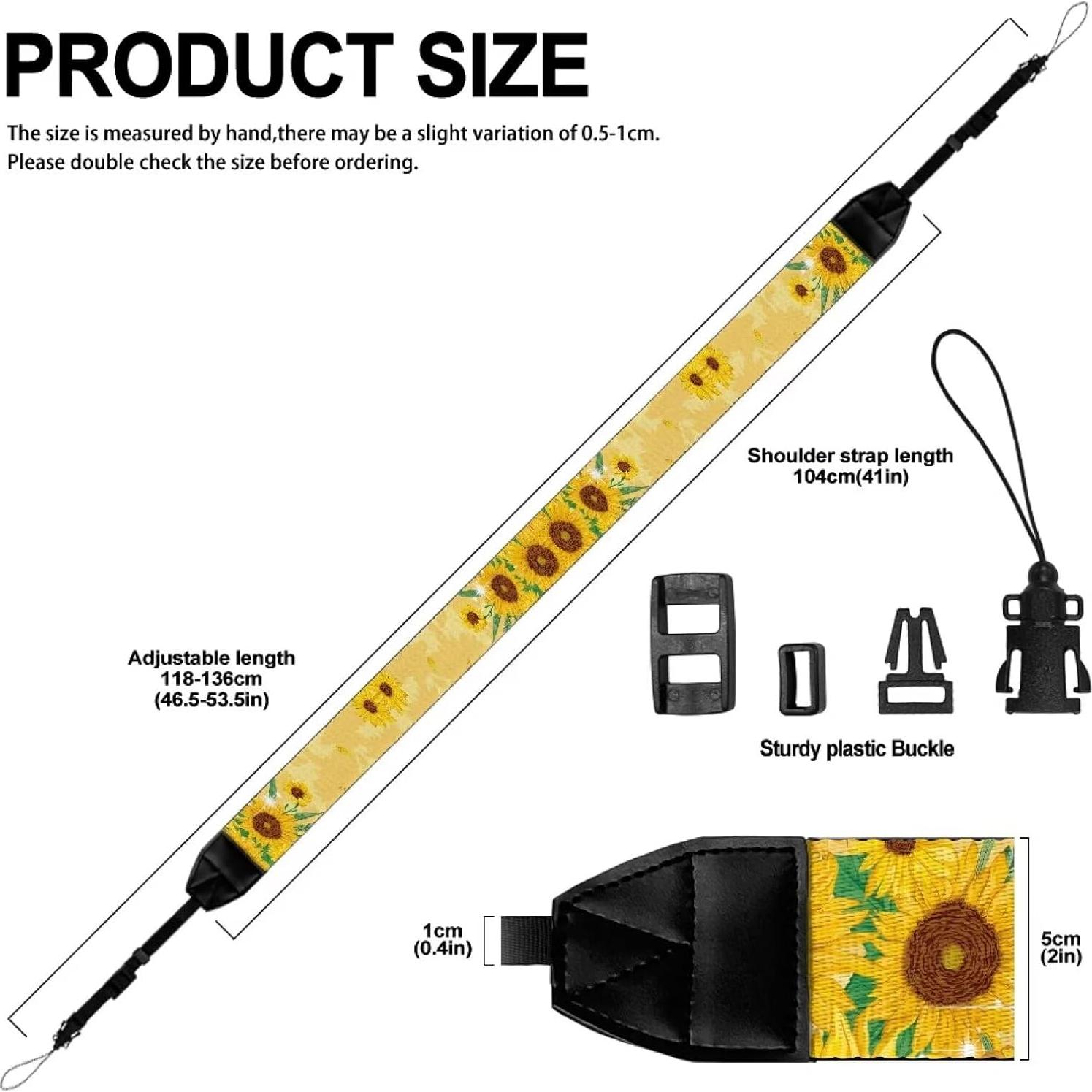 Correa de cámara GLENLCWE ajustable 5 cm unisex Girasol