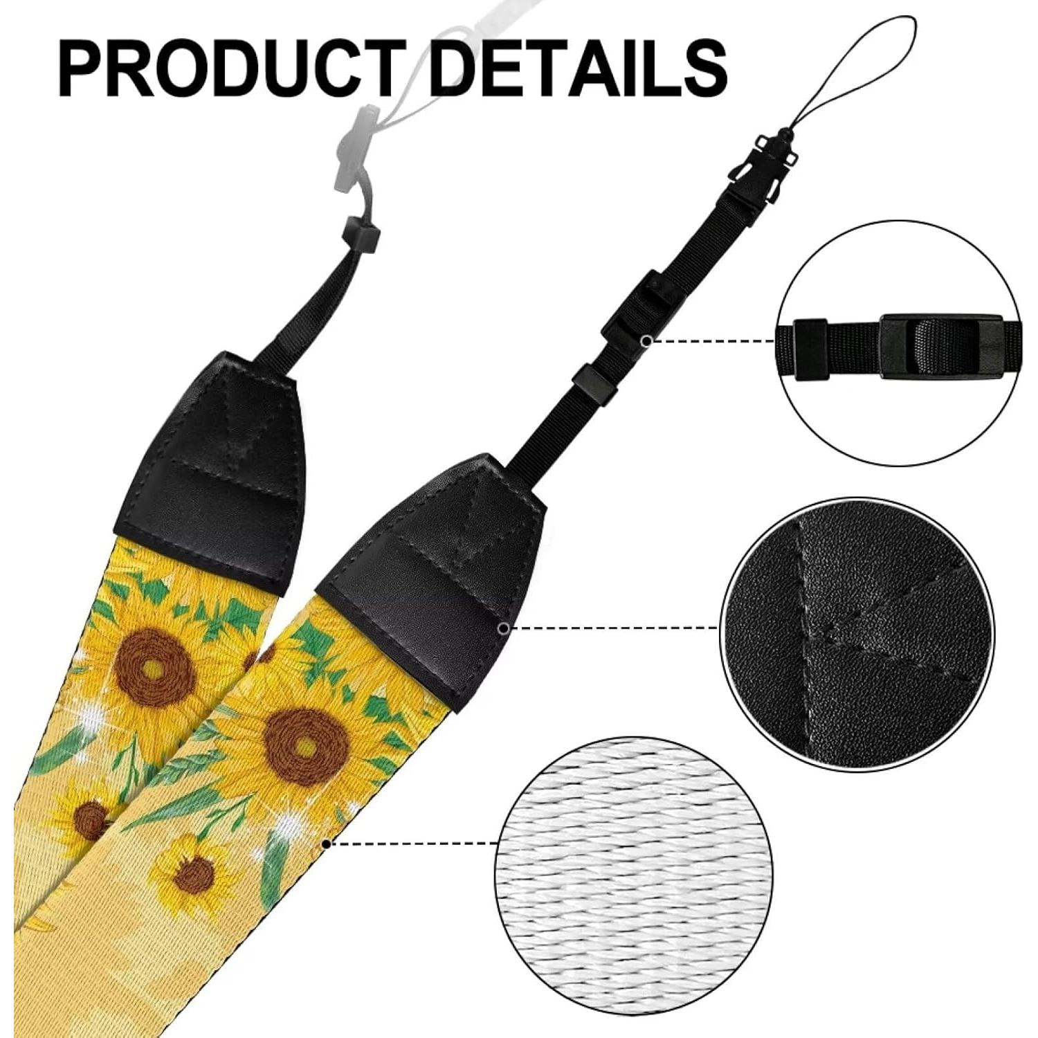 Correa de cámara GLENLCWE ajustable 5 cm unisex Girasol