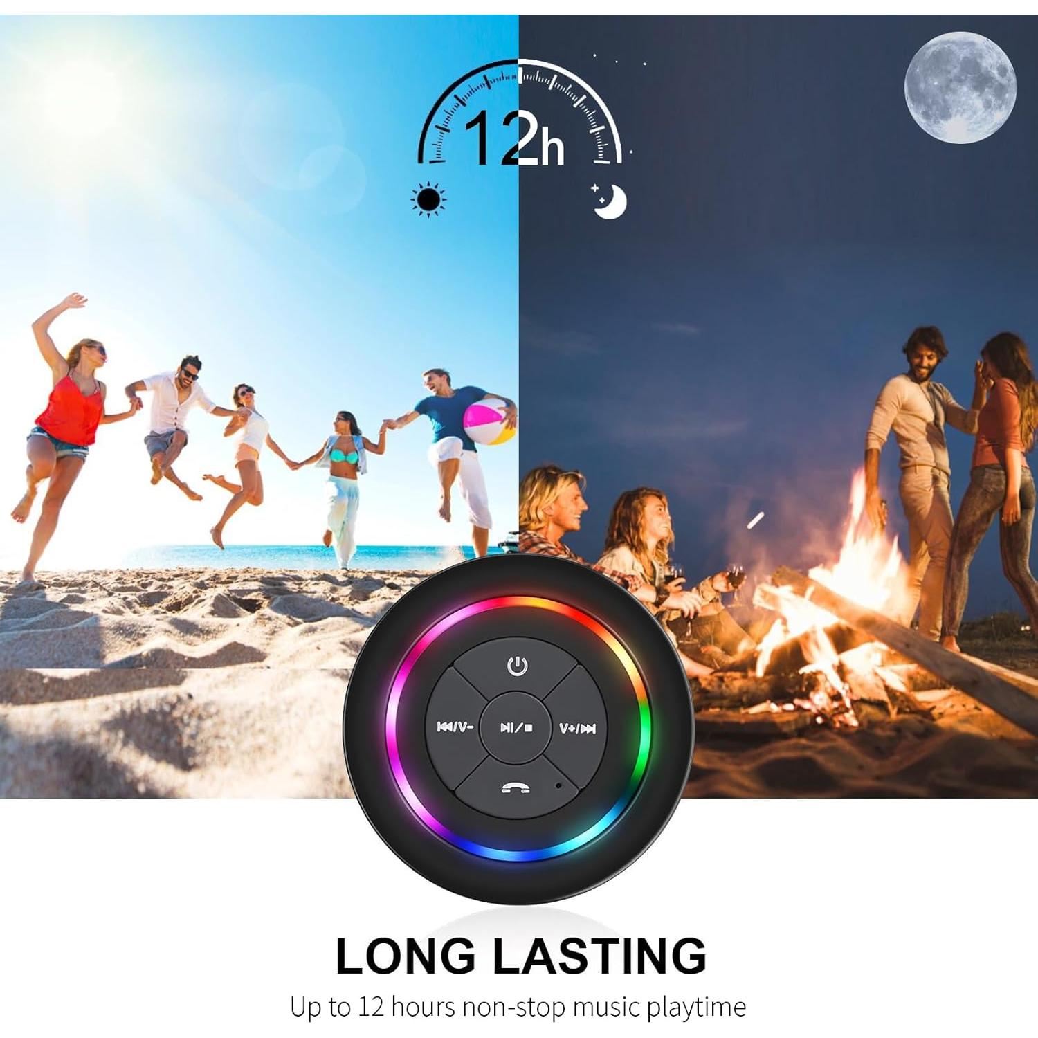 Altavoz Bluetooth HAISSKY IP67 con Luz LED y Ventosa