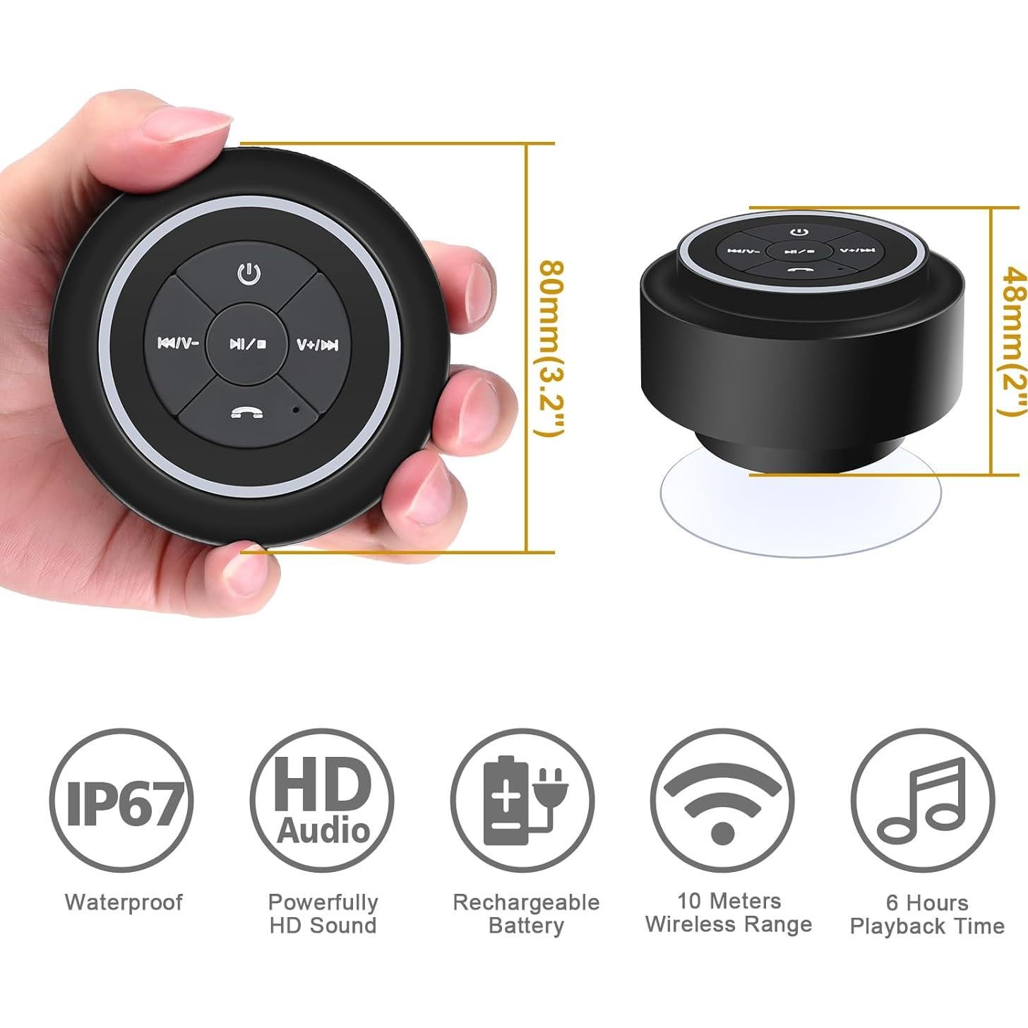 Altavoz Bluetooth HAISSKY IP67 con Luz LED y Ventosa