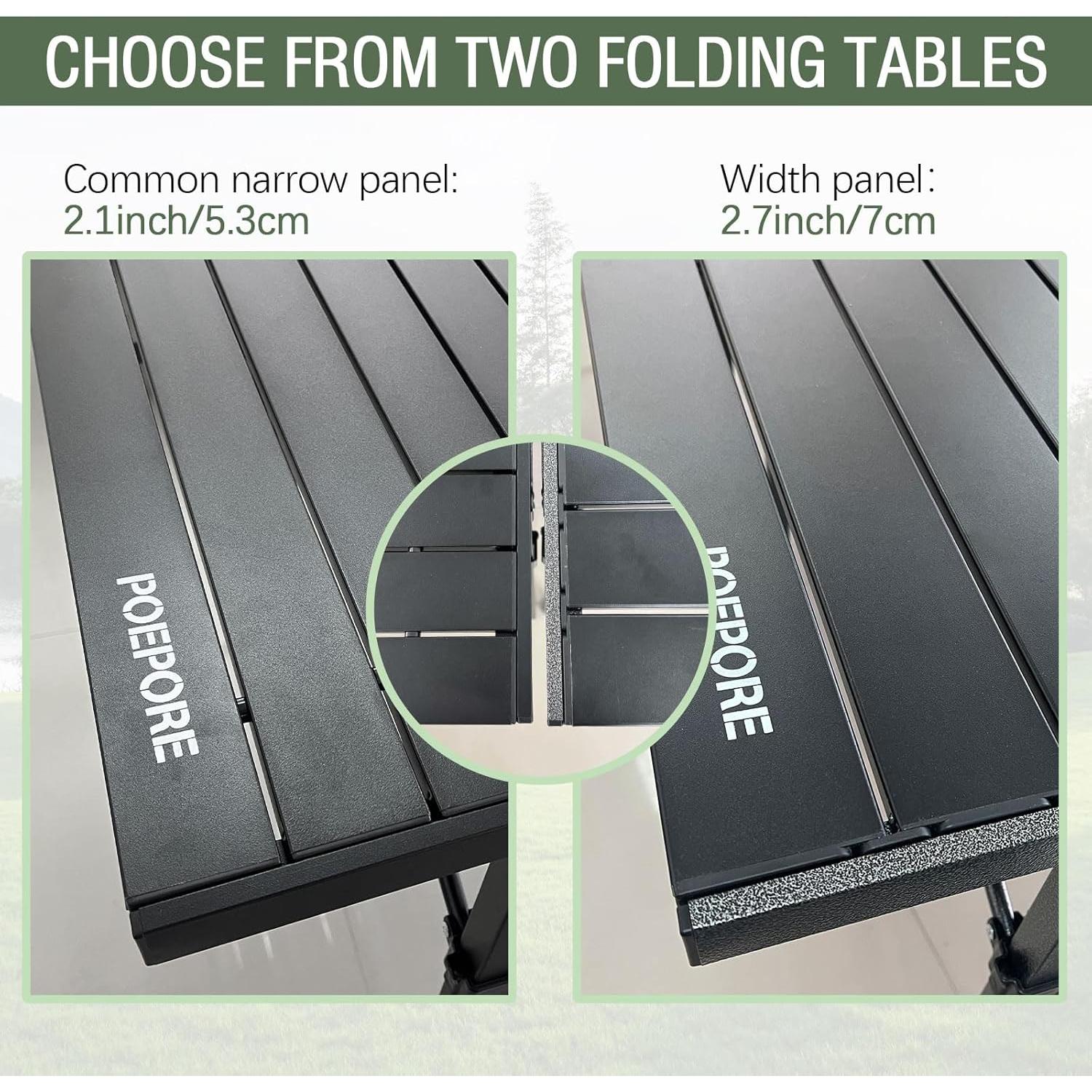 Large Folding Camping Table Aluminum with Storage for 4-6 People 55"X27.5" Roll Up Tall Outdoor Portable Table Lightweight with Carry Bag for Picnic BBQ Backyard Beach