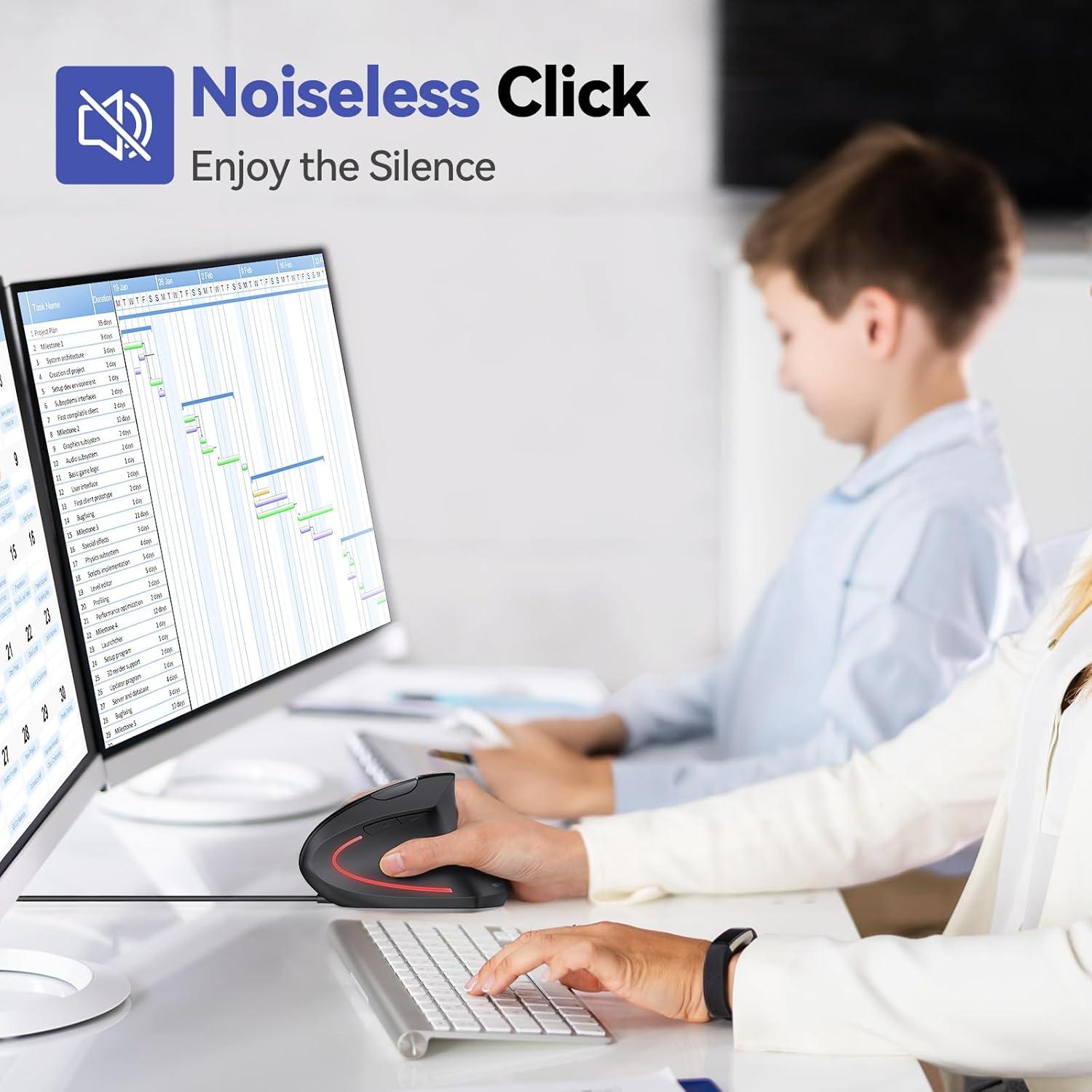 TECKNET Ratón Ergonómico Vertical 6400 DPI 6 Botones Negro