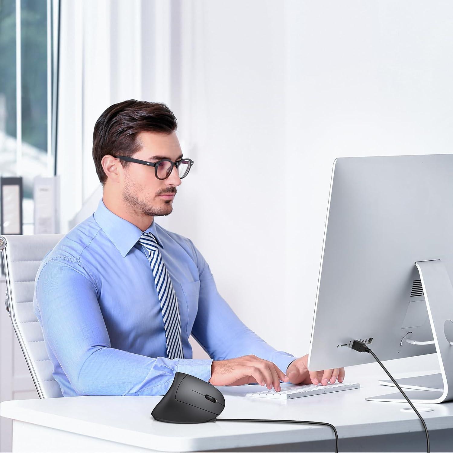 TECKNET Ratón Ergonómico Vertical 6400 DPI 6 Botones Negro