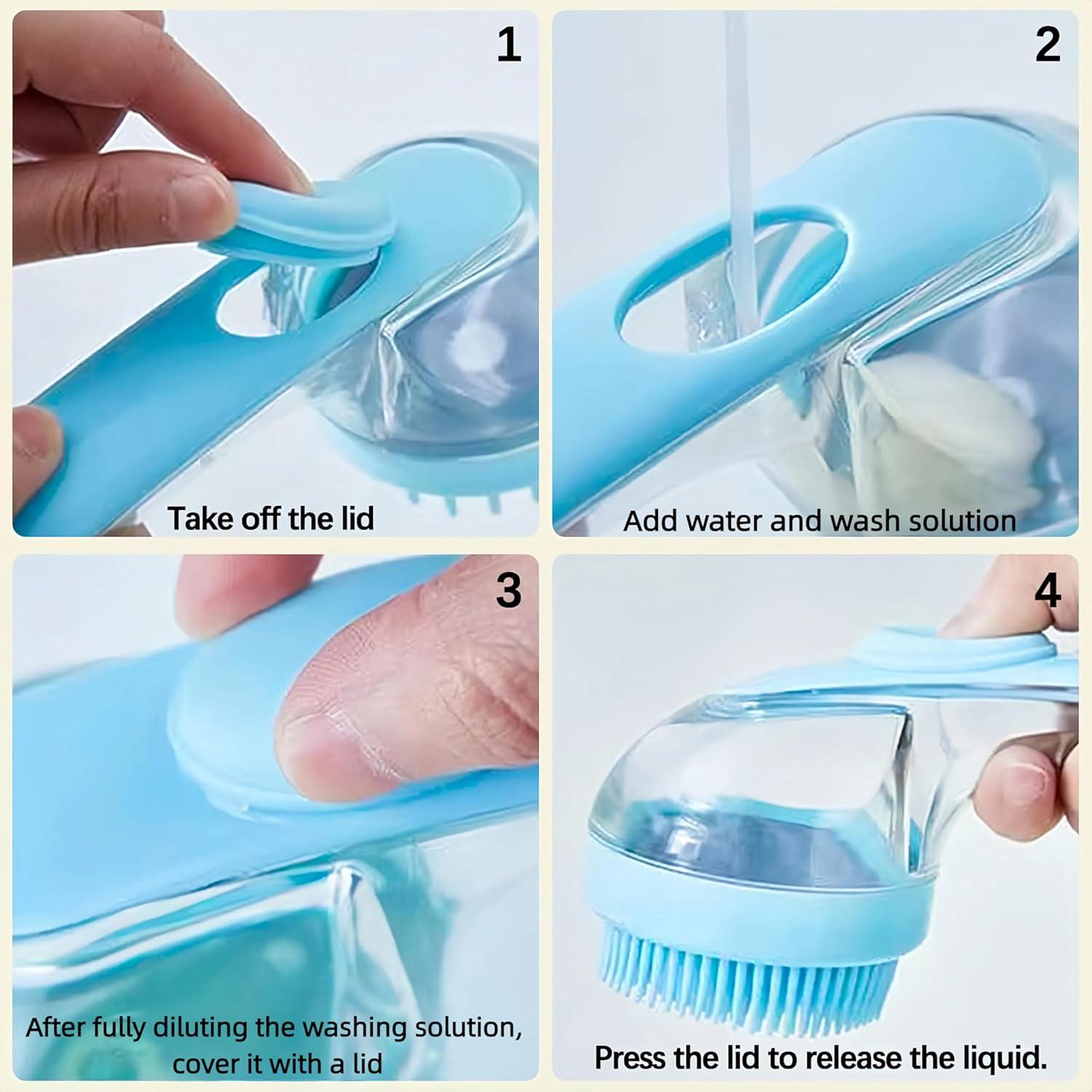 Juego de Cepillo de Baño para Perros y Gatos con Dispensador