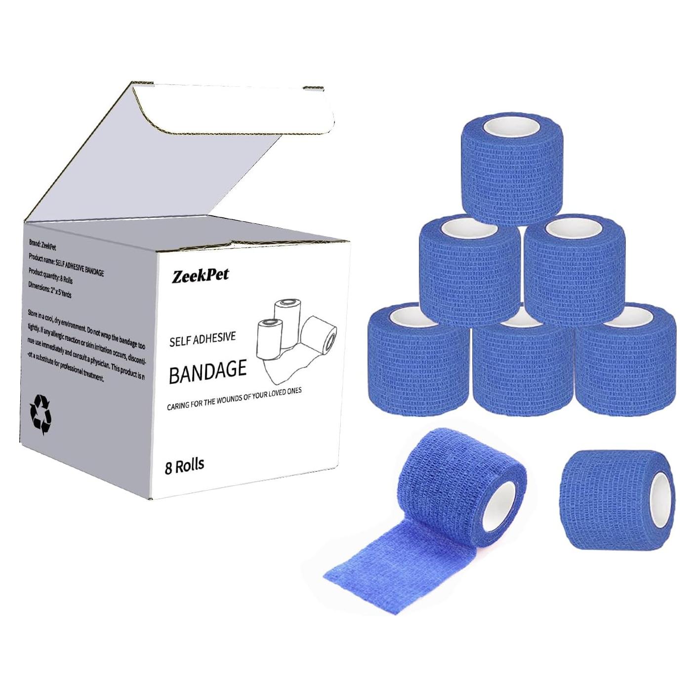 Venda Autoadhesiva ZeekPet 5 cm x 4.57 m - 8 Rollos Azul