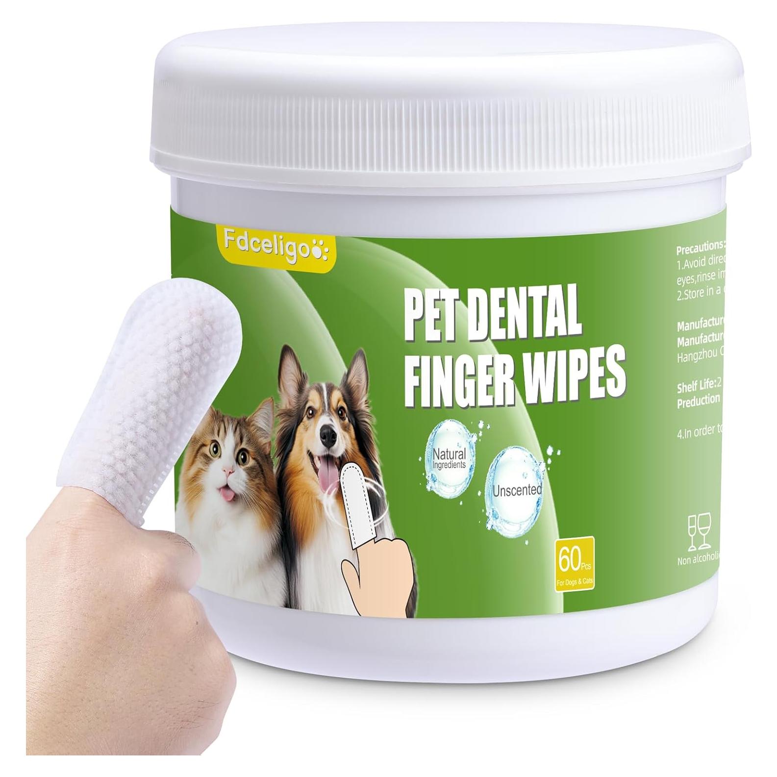 Toallitas de Cuidado Dental Fdceligoo para Perros y Gatos - 60 PCS