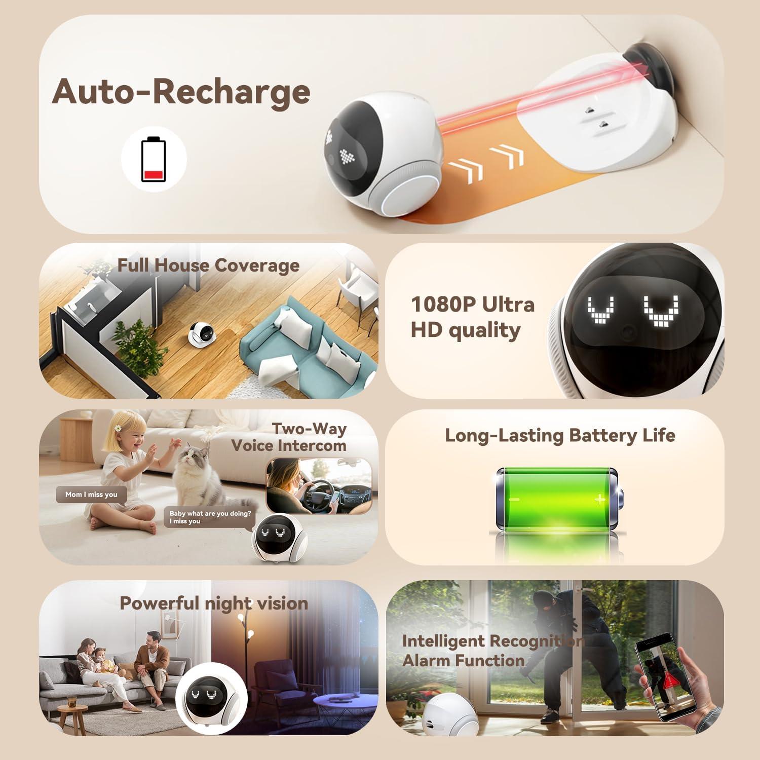 Cámara Robot AEZ Magic S1 1080P HD para Mascotas Interior