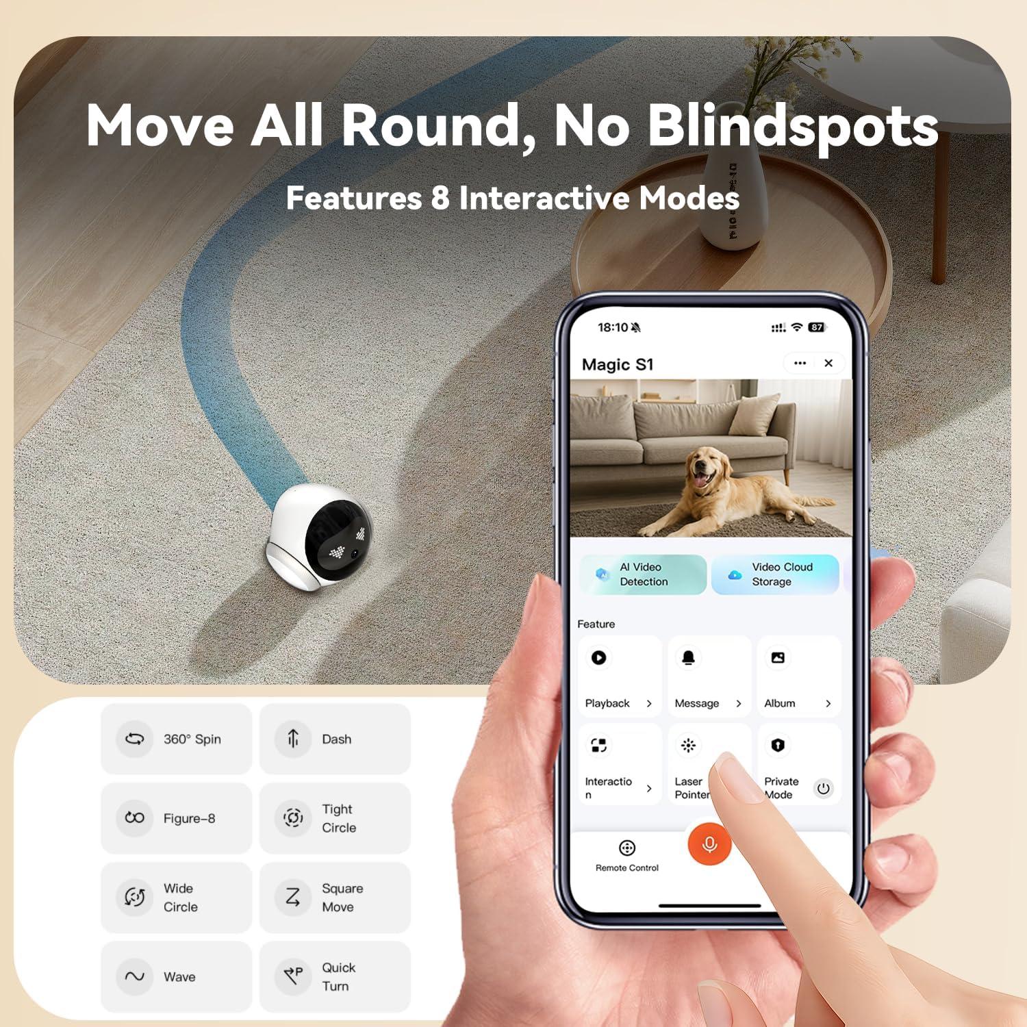 Cámara Robot AEZ Magic S1 1080P HD para Mascotas Interior