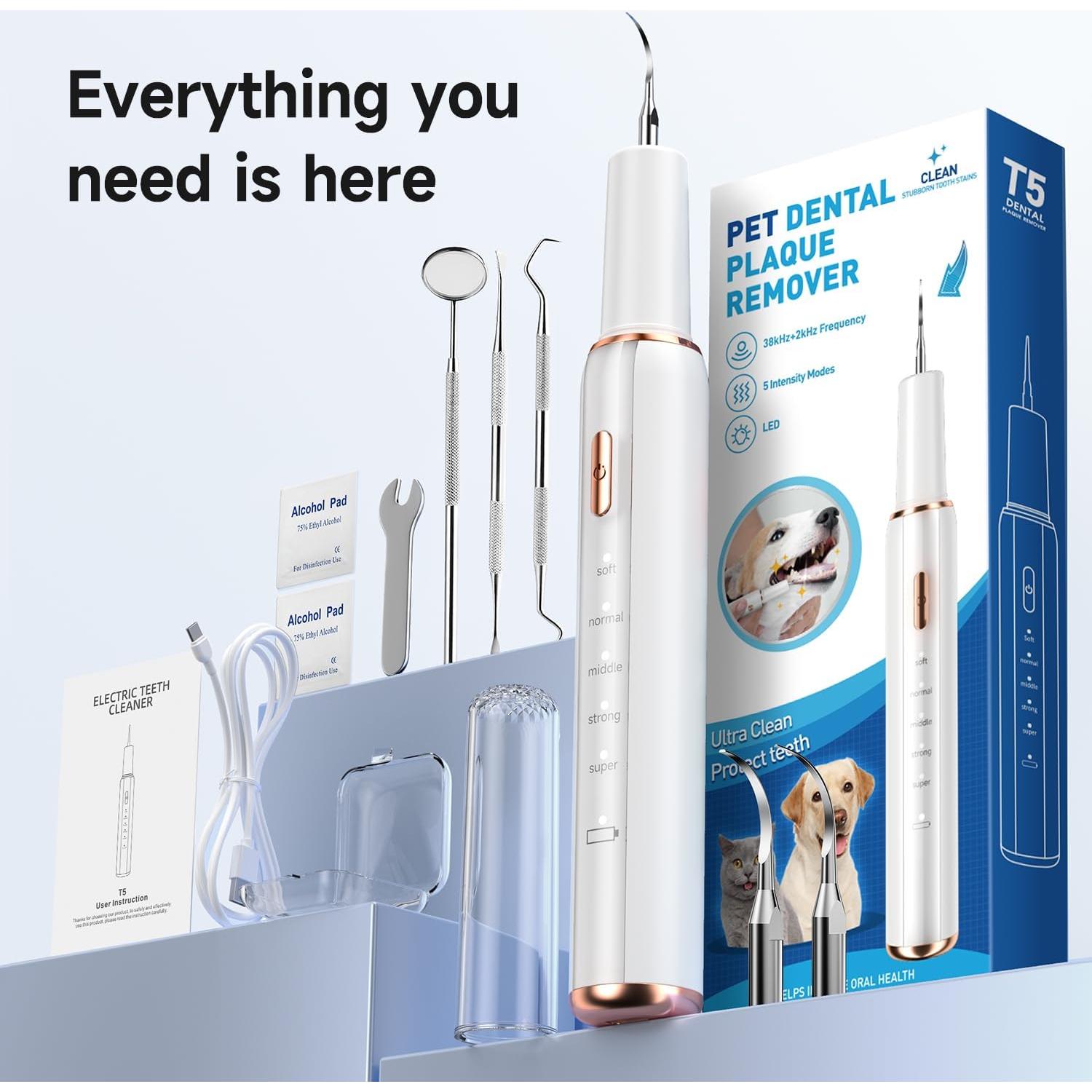 Kit de Limpieza Dental Ultrasónico CURVY MOON T5 para Perros