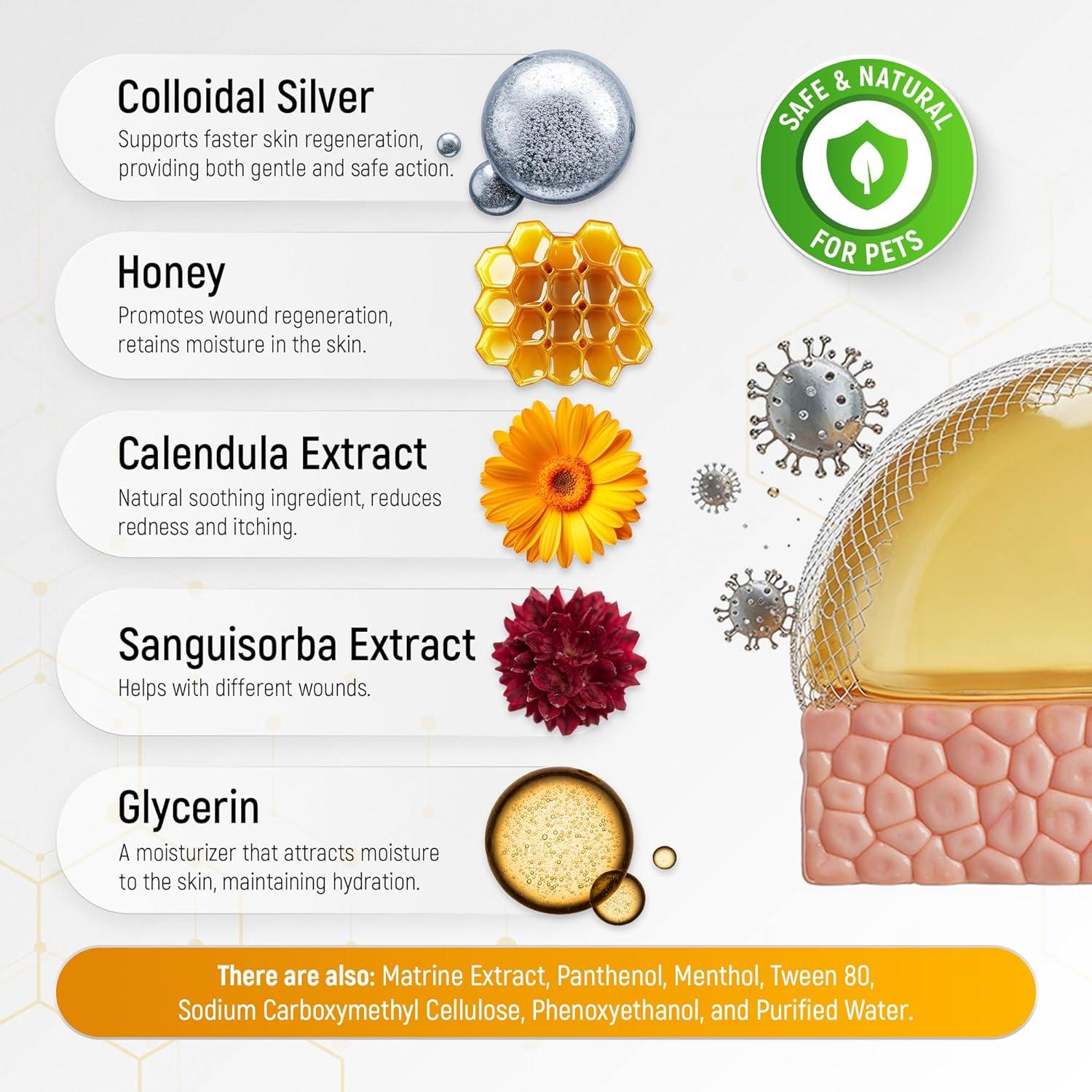 Gel Reparador de Heridas para Gatos SilverGrade 2 Oz con Miel