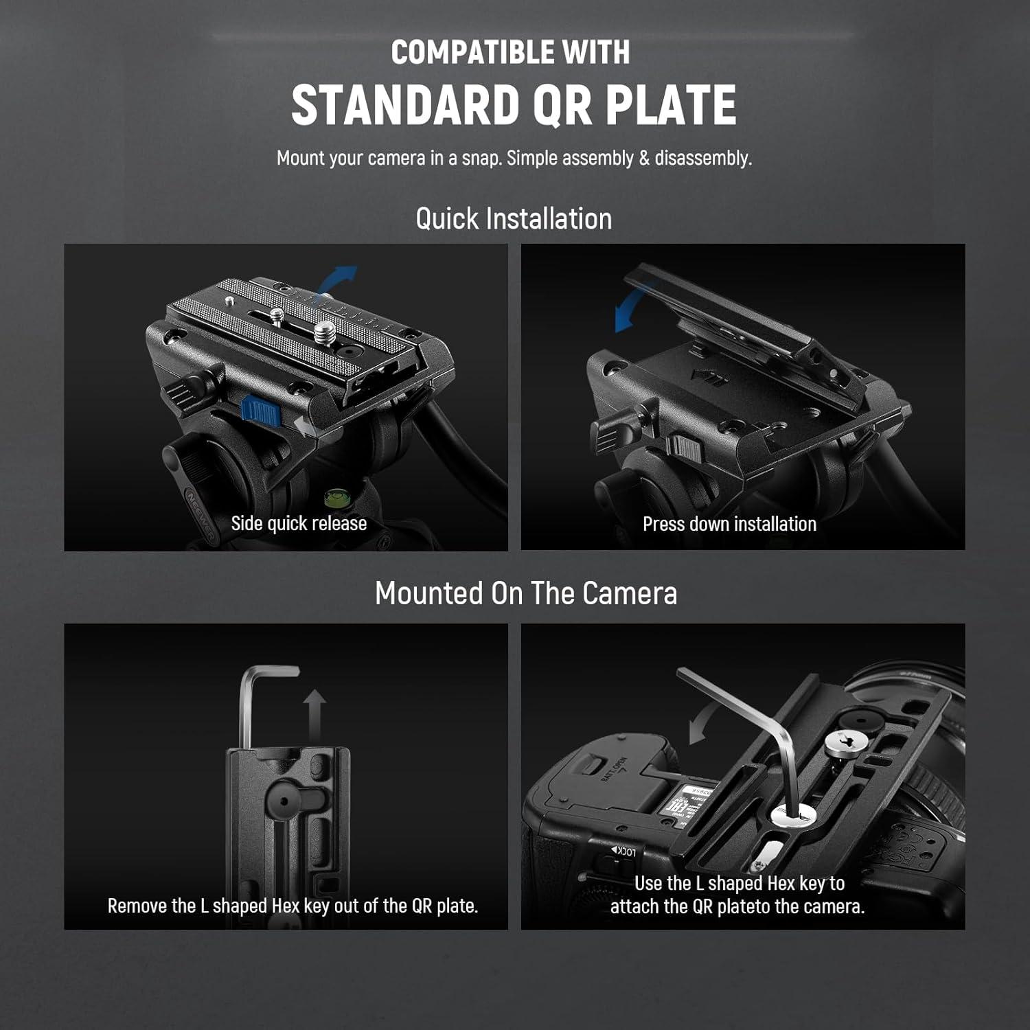 Monopod Profesional NEEWER 179cm Aluminio con Cabezal Fluido